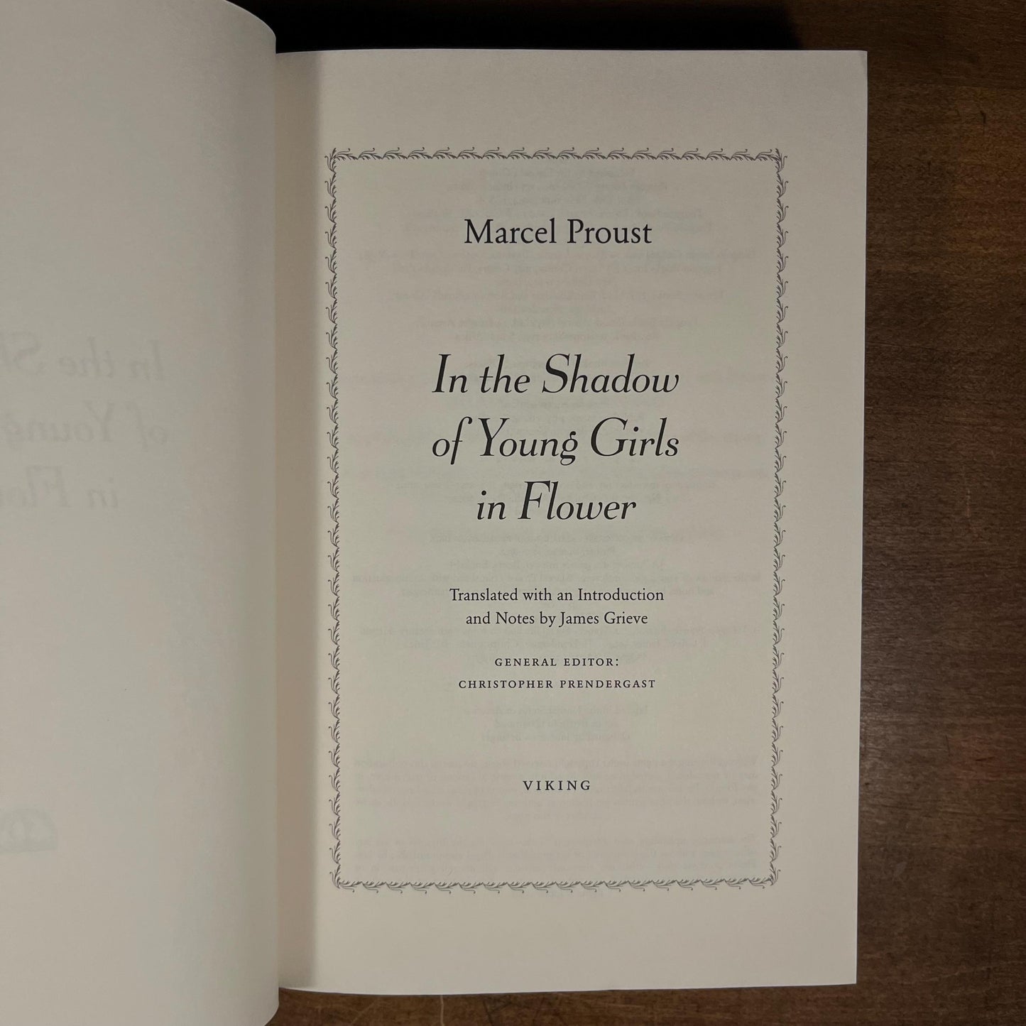 First American Printing - In the Shadow of Young Girls in Flower / Marcel Proust ; Translated by James Grieve (2004) Vintage Hardcover Book