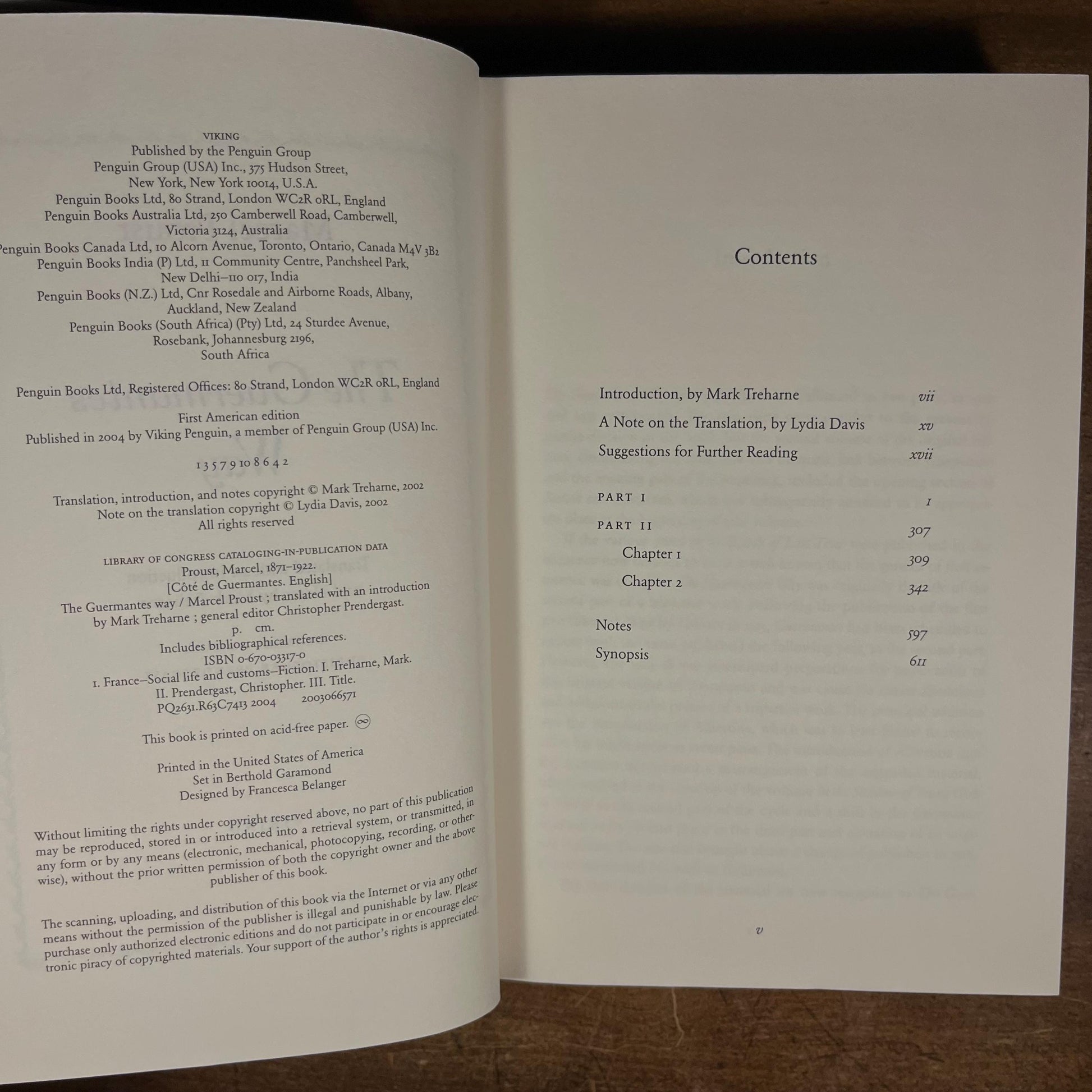 First American Printing - The Guermantes Way / Marcel Proust; Translated with an Introduction by Mark Treharne (2004) Vintage Hardcover Book
