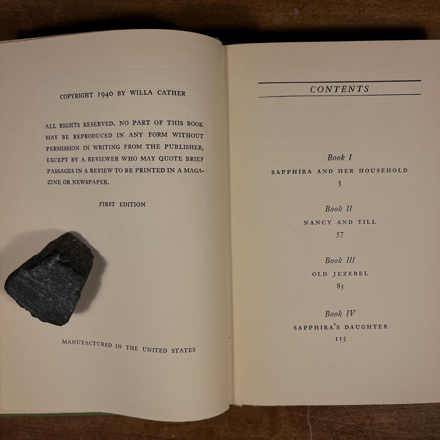 First Printing - Sapphira and the Slave Girl by Willa Cather (1940) Vintage Hardcover Book