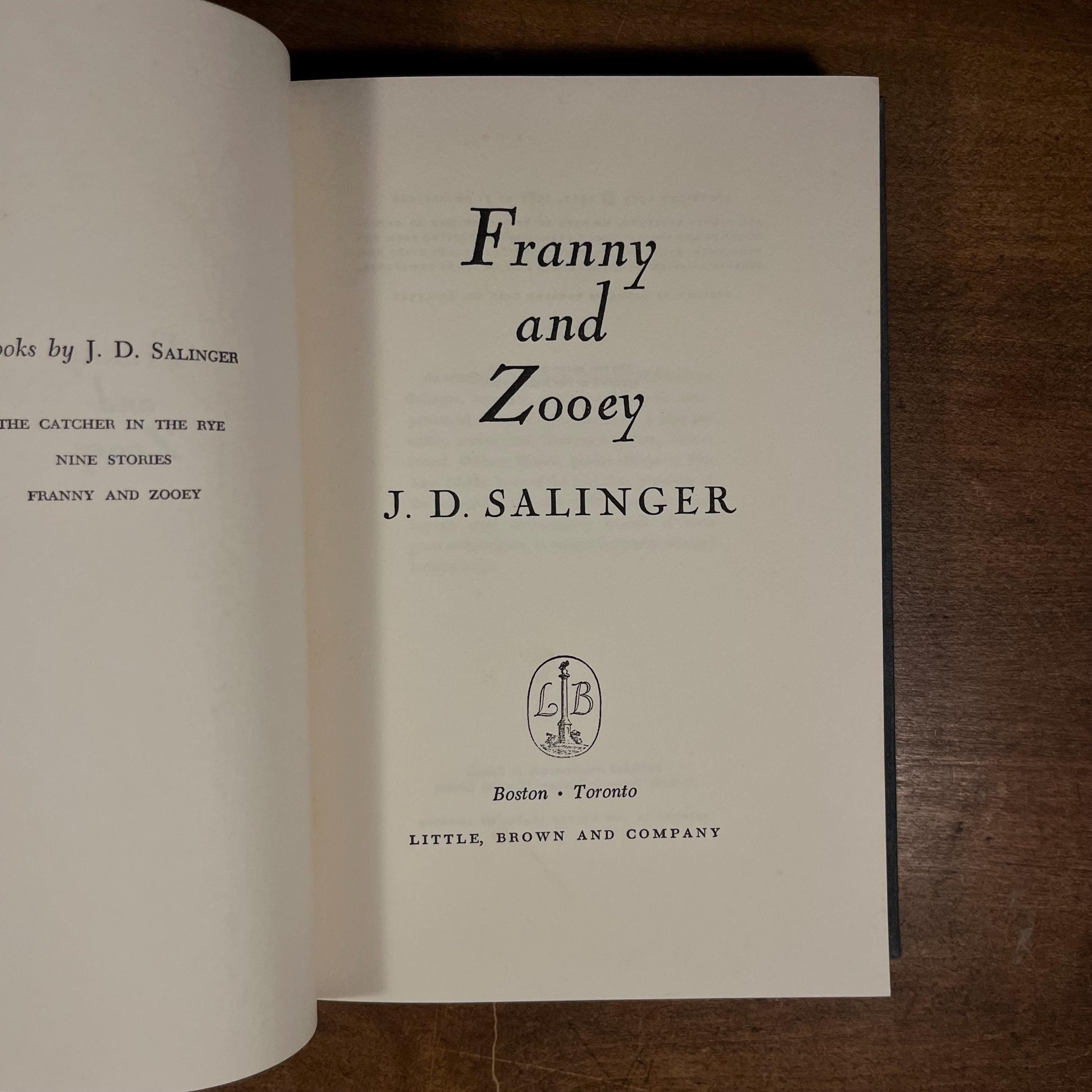 Early Printing - Franny and Zooey / J. D. Salinger (1961) Vintage Hardcover Book