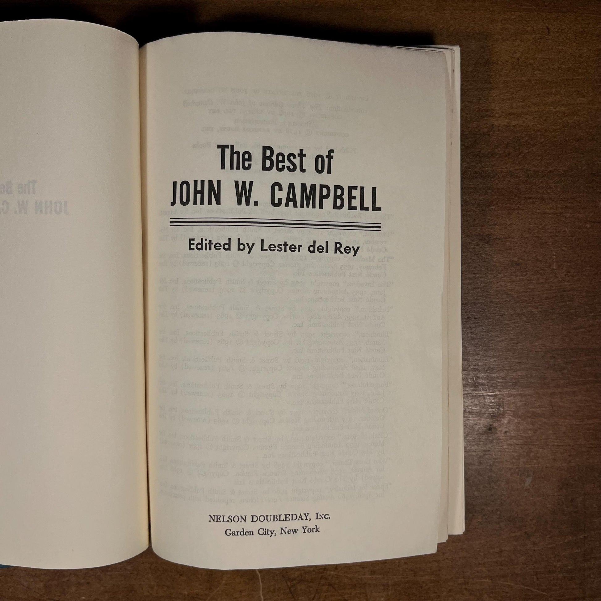 The Best of John W. Campbell edited by Lester Del Rey (1976) Vintage Hardcover Book