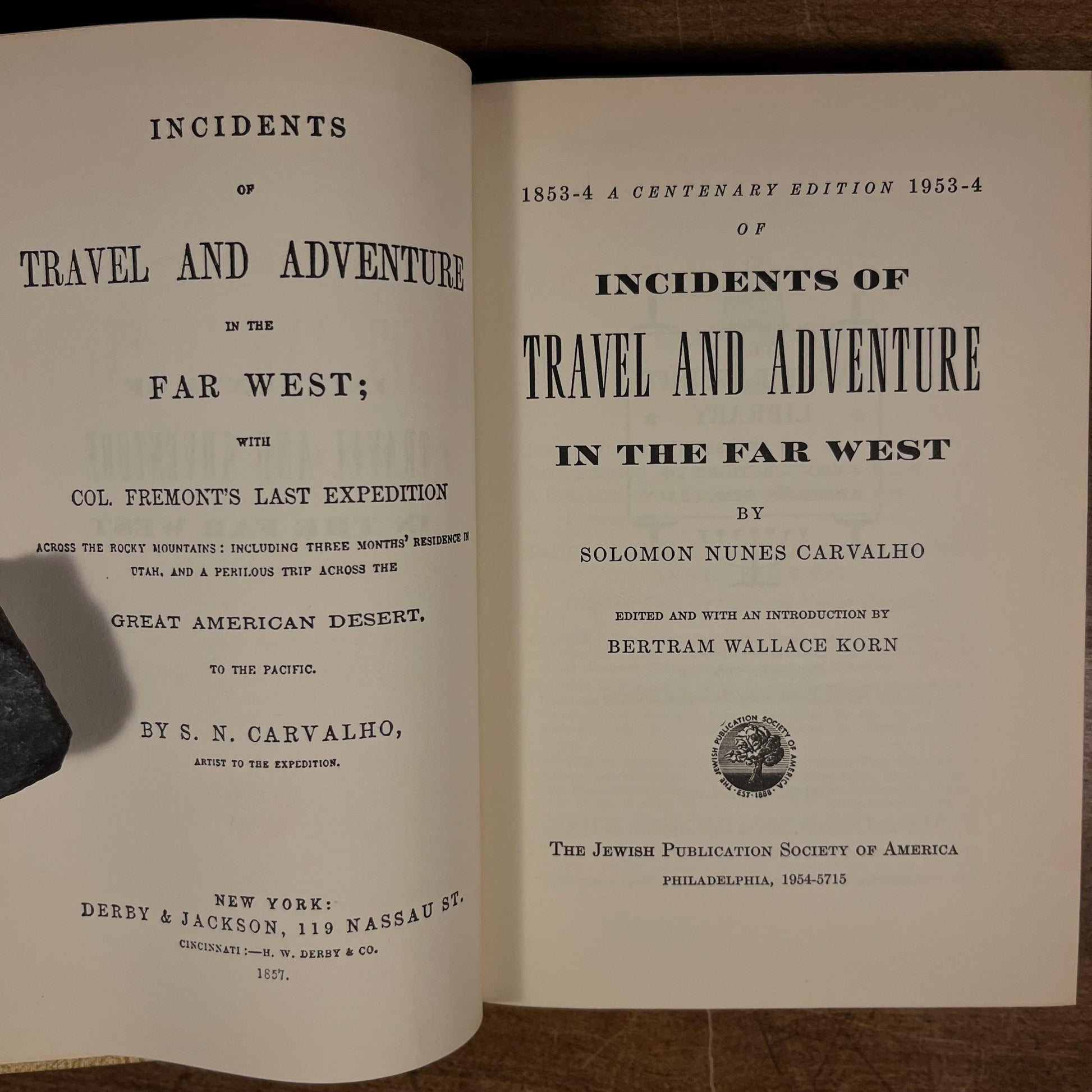 Incidents of Travel and Adventure in the Far West / Solomon Nunes Carvalho (1954) Vintage Hardcover Book
