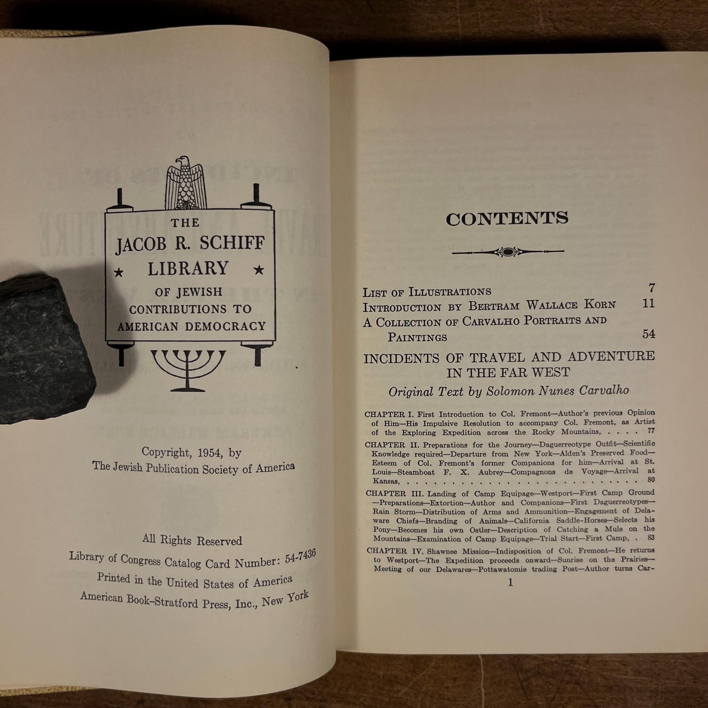 Incidents of Travel and Adventure in the Far West / Solomon Nunes Carvalho (1954) Vintage Hardcover Book