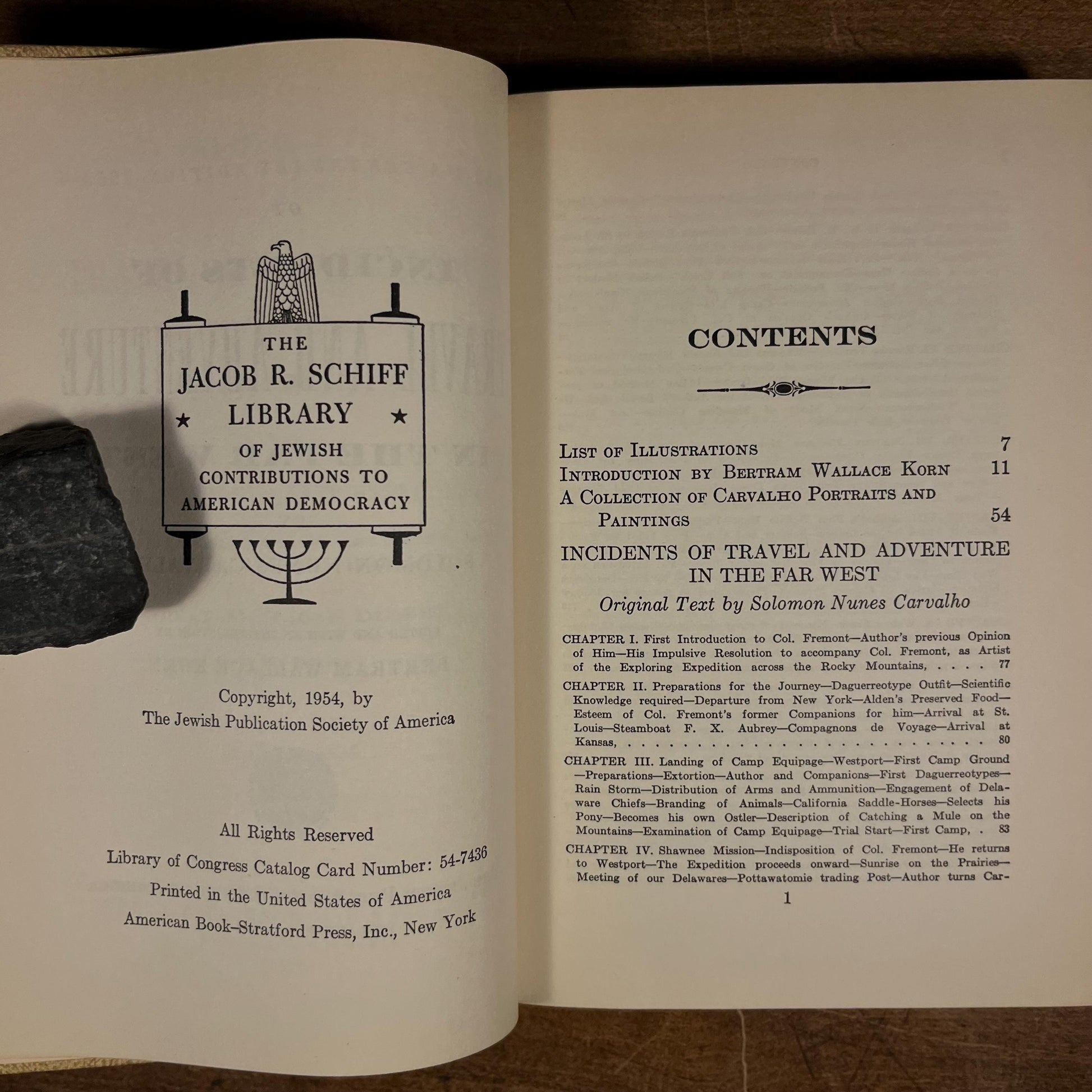 Incidents of Travel and Adventure in the Far West / Solomon Nunes Carvalho (1954) Vintage Hardcover Book