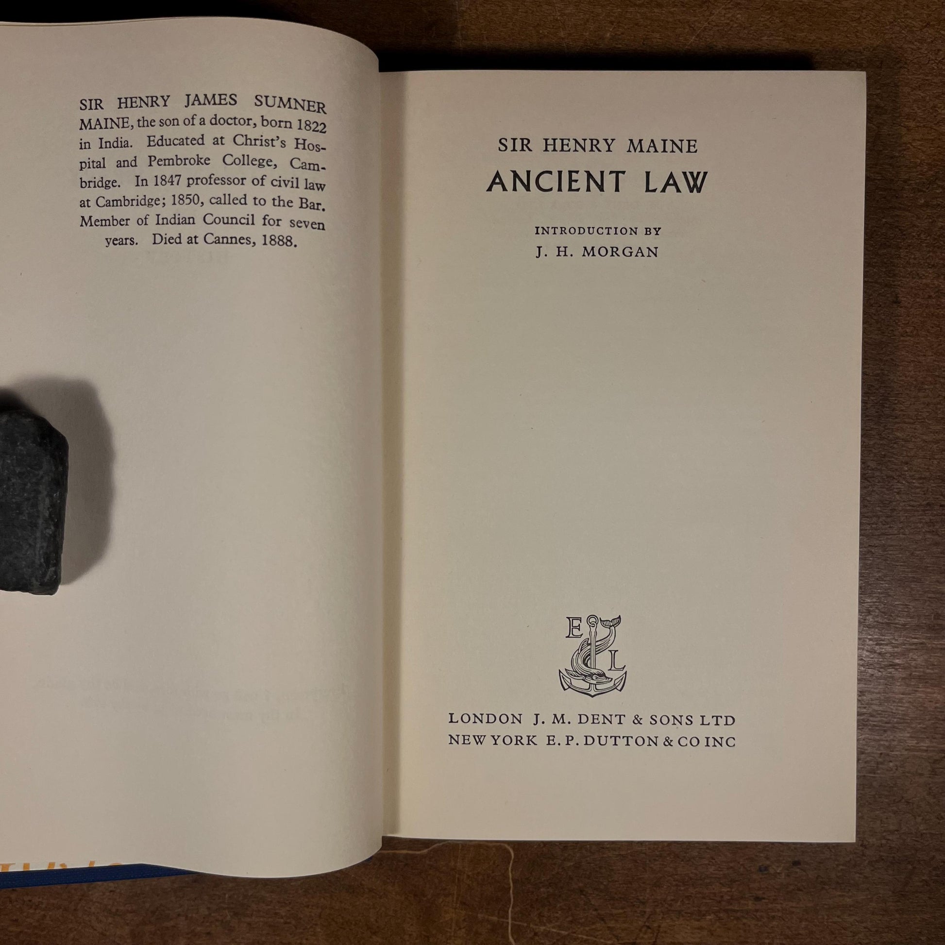 Everyman’s Library - Ancient Law / Sir Henry Maine (1960) Vintage Hardcover Book