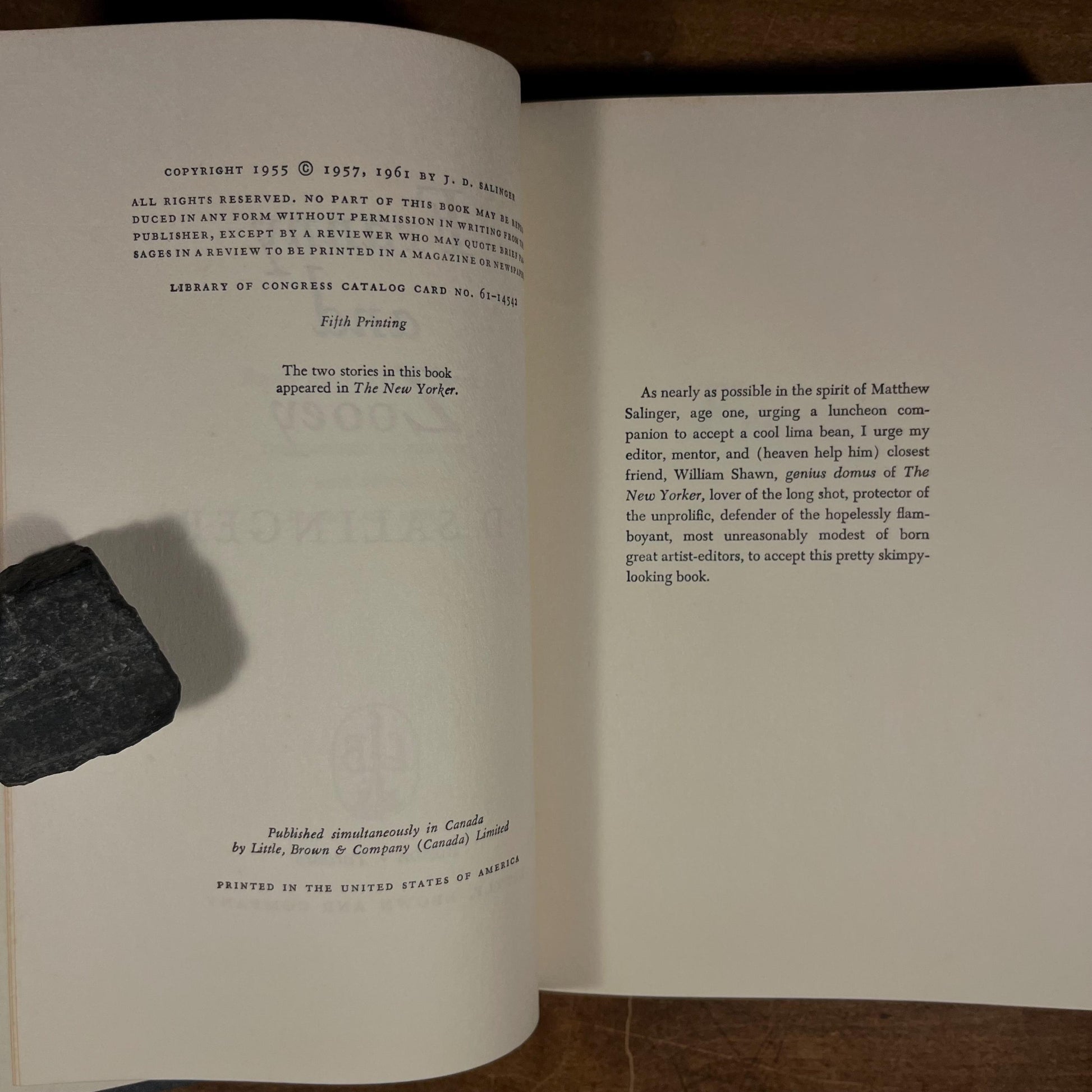 Early Printing - Franny and Zooey / J. D. Salinger (1961) Vintage Hardcover Book