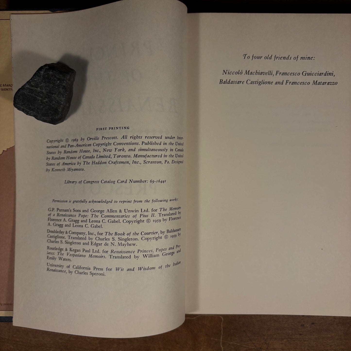 First Printing - Princes of the Renaissance / Orville Prescott (1969) Vintage Hardcover Book