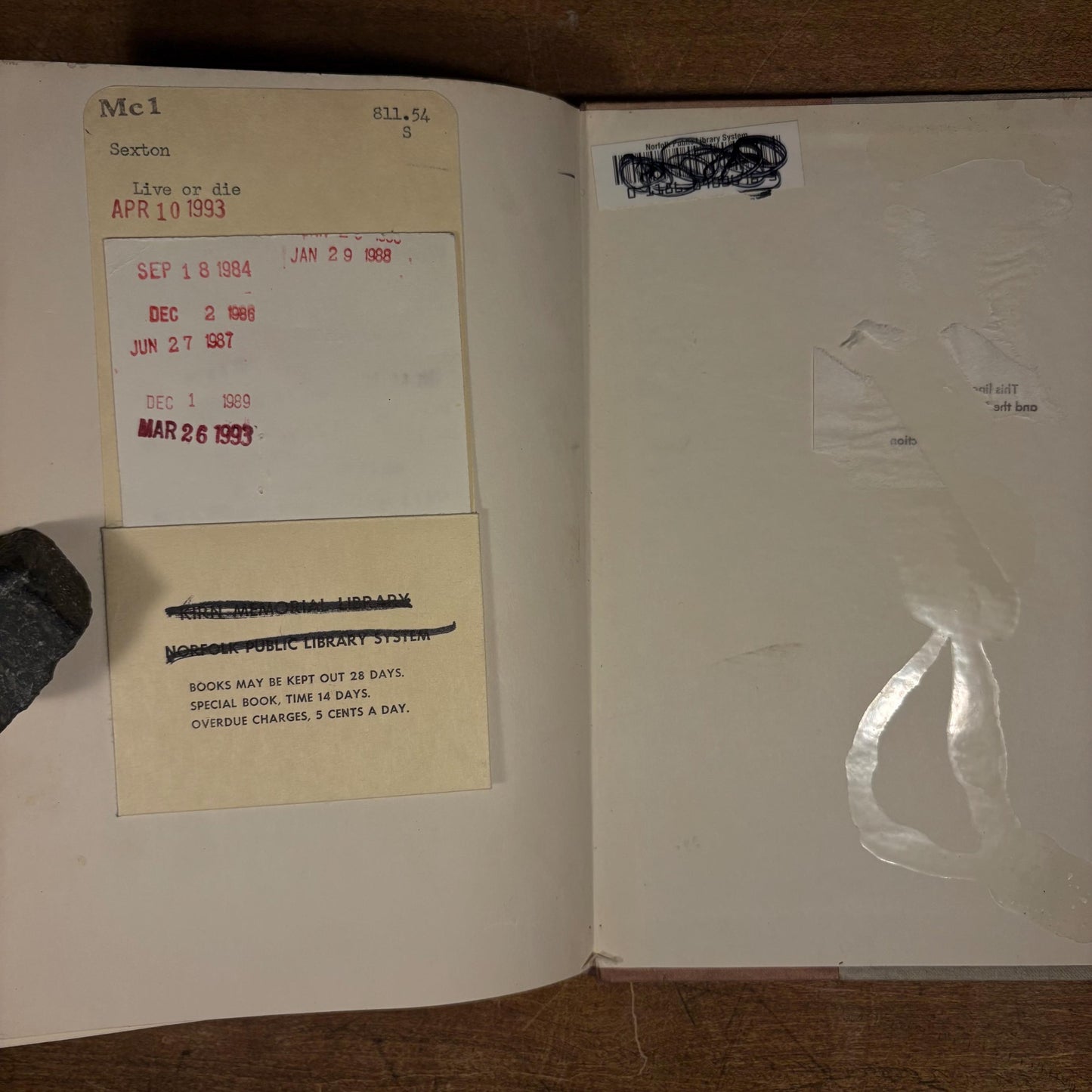 Early Printing - Live or Die / Anne Sexton (1966) Vintage Hardcover Book