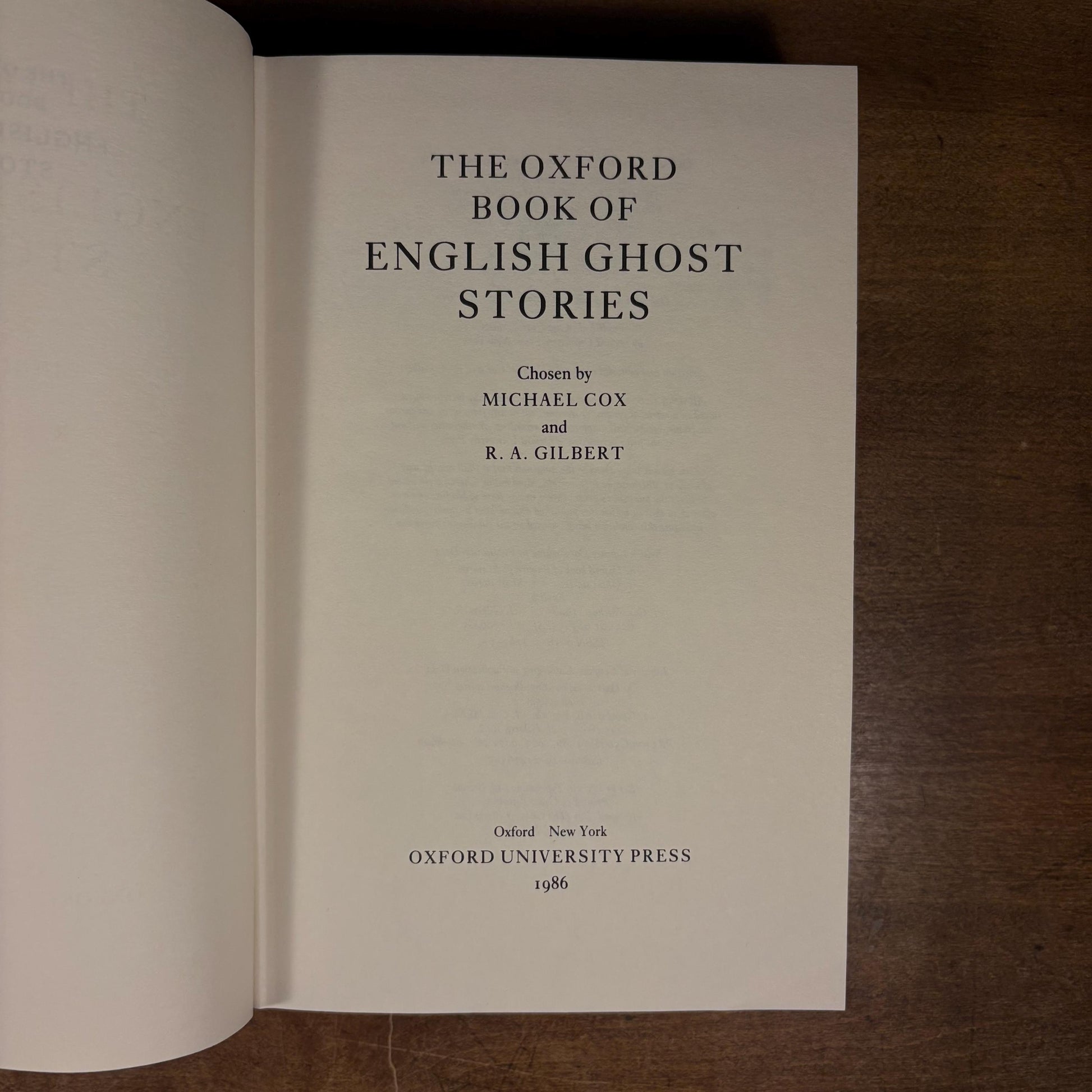The Oxford Book of English Ghost Stories / Michael Cox and R. A. Gilbert (1986) Vintage Hardcover Book