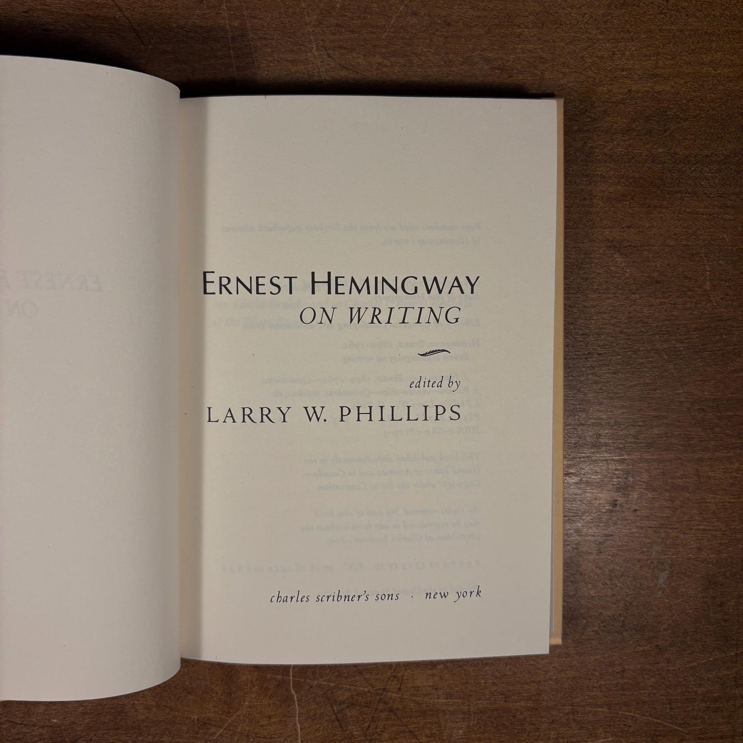 First Printing - Ernest Hemingway on Writing / Larry W. Phillips (1984) Vintage Hardcover Book