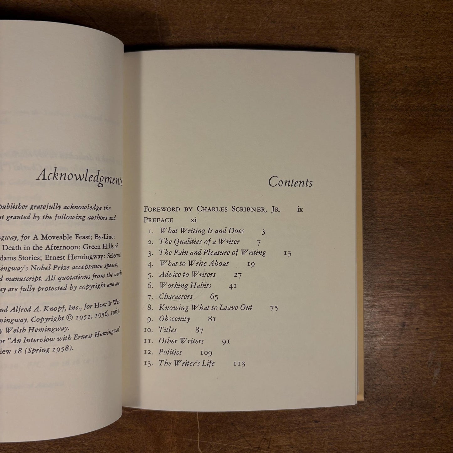 First Printing - Ernest Hemingway on Writing / Larry W. Phillips (1984) Vintage Hardcover Book