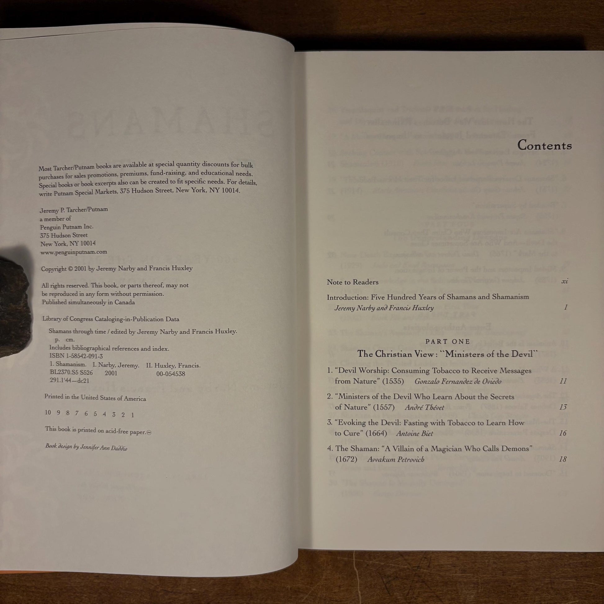 First Printing - Shamans Through Time: 500 Years on the Path to Knowledge / Jeremy Narby and Francis Huxley (2001) Vintage Hardcover Book