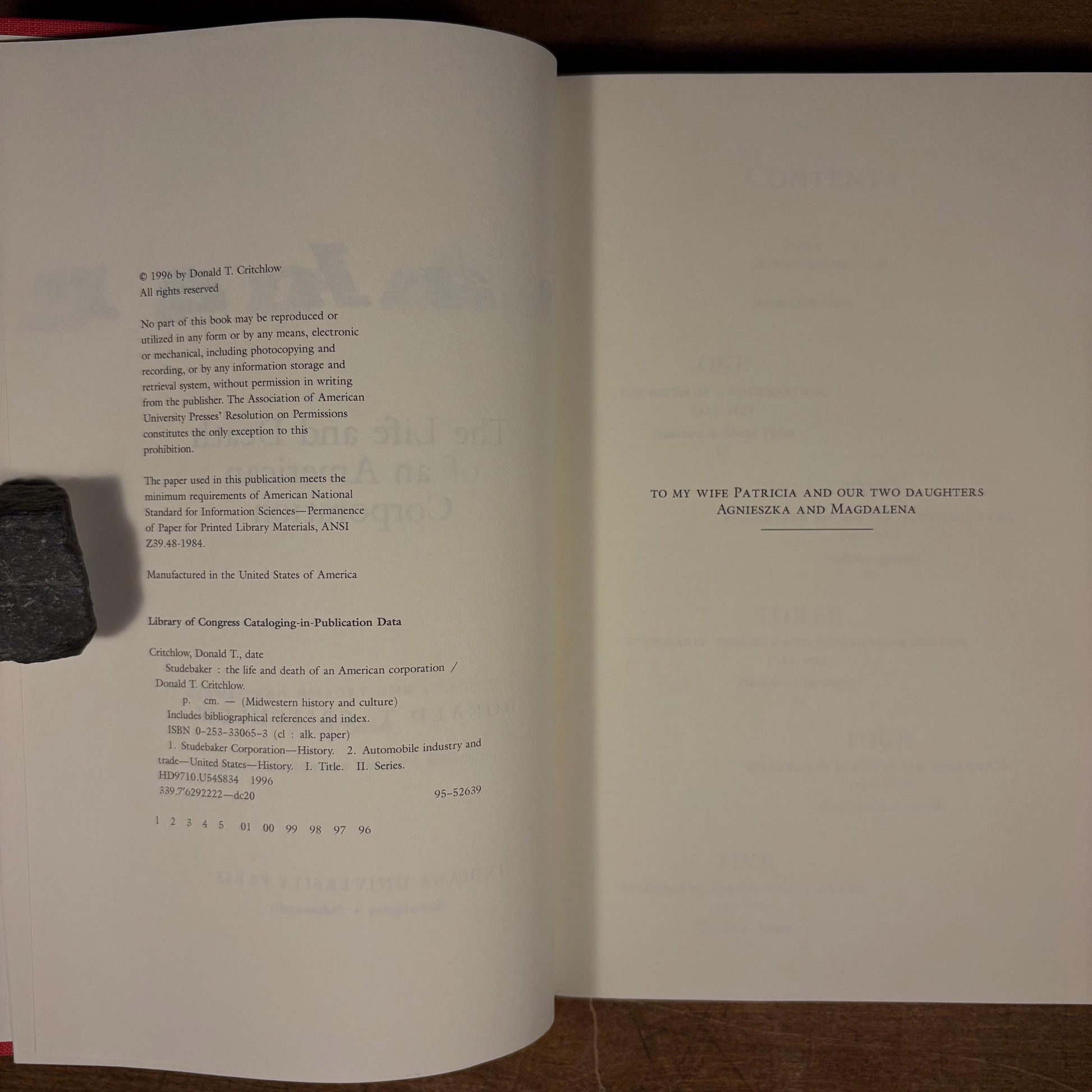 First Printing - Studebaker: The Life and Death of an American Corporation / Donald L. Critchlow (1996) Vintage Hardcover Book