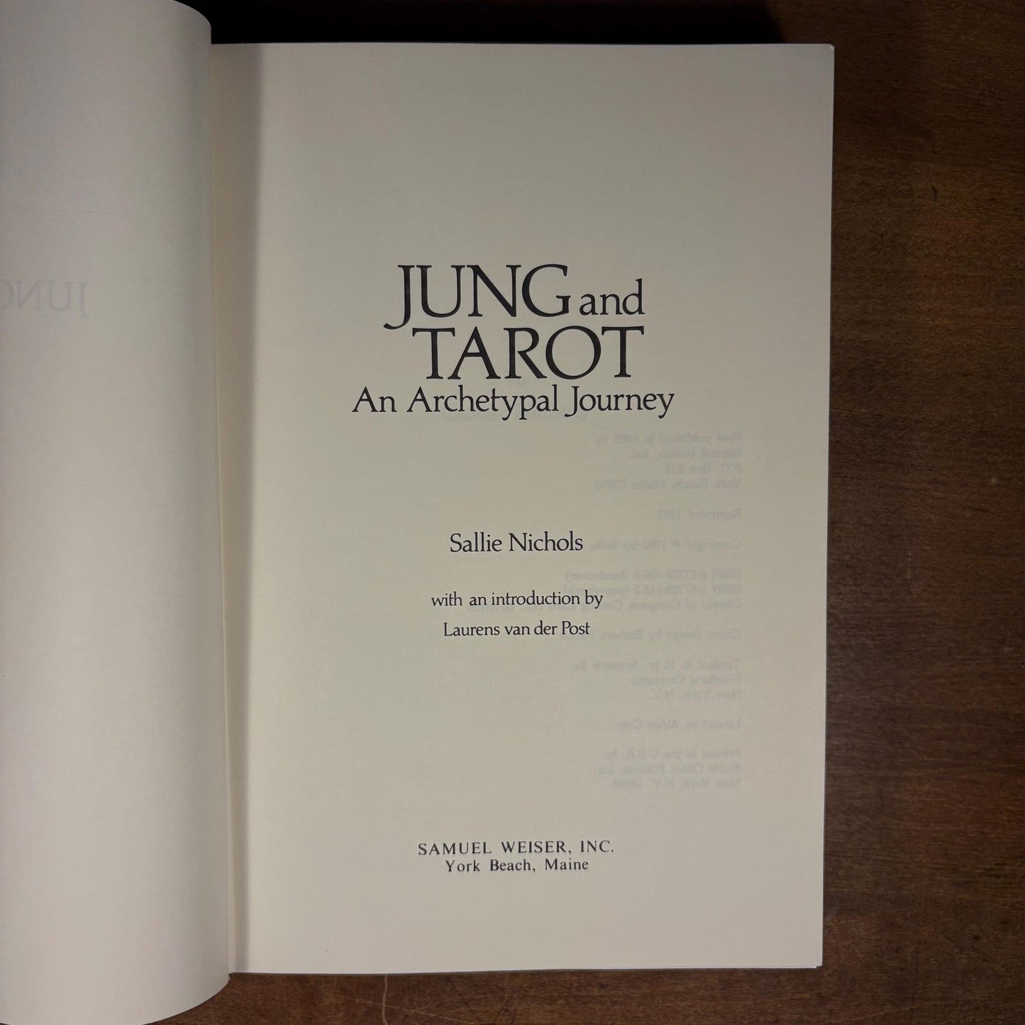 Second Printing - Jung and Tarot: An Archetypal Journey / Sallie Nichols (1982) Vintage Hardcover Book