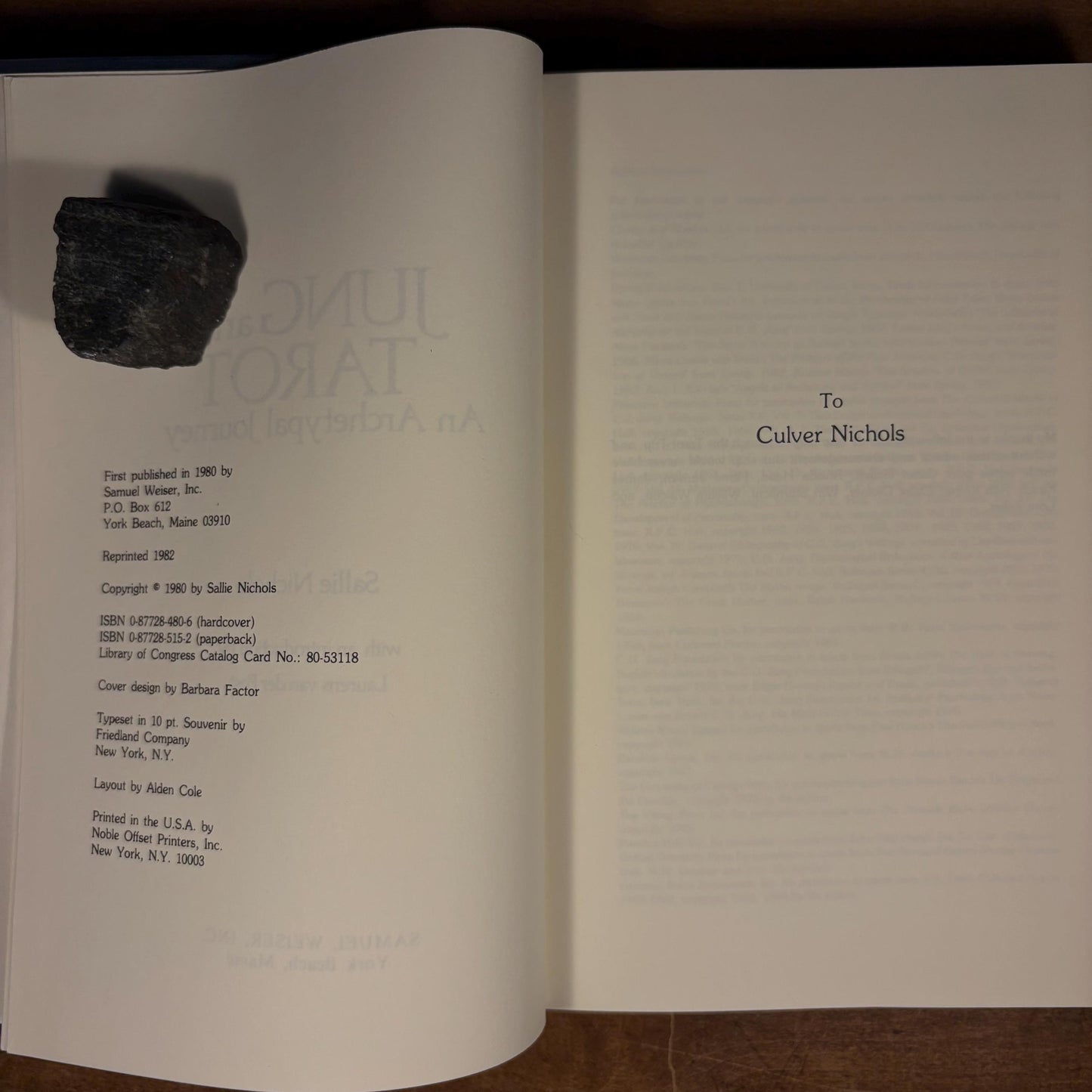 Second Printing - Jung and Tarot: An Archetypal Journey / Sallie Nichols (1982) Vintage Hardcover Book