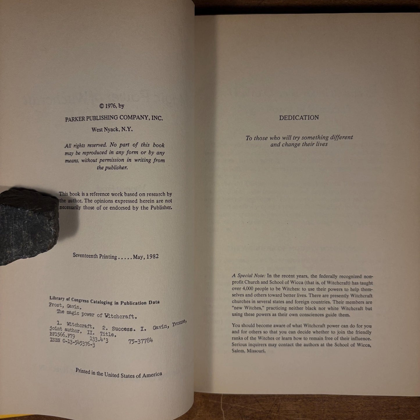 The Magic Power of Witchcraft / Gavin Frost and Yvonne Frost (1982) Vintage Hardcover Book