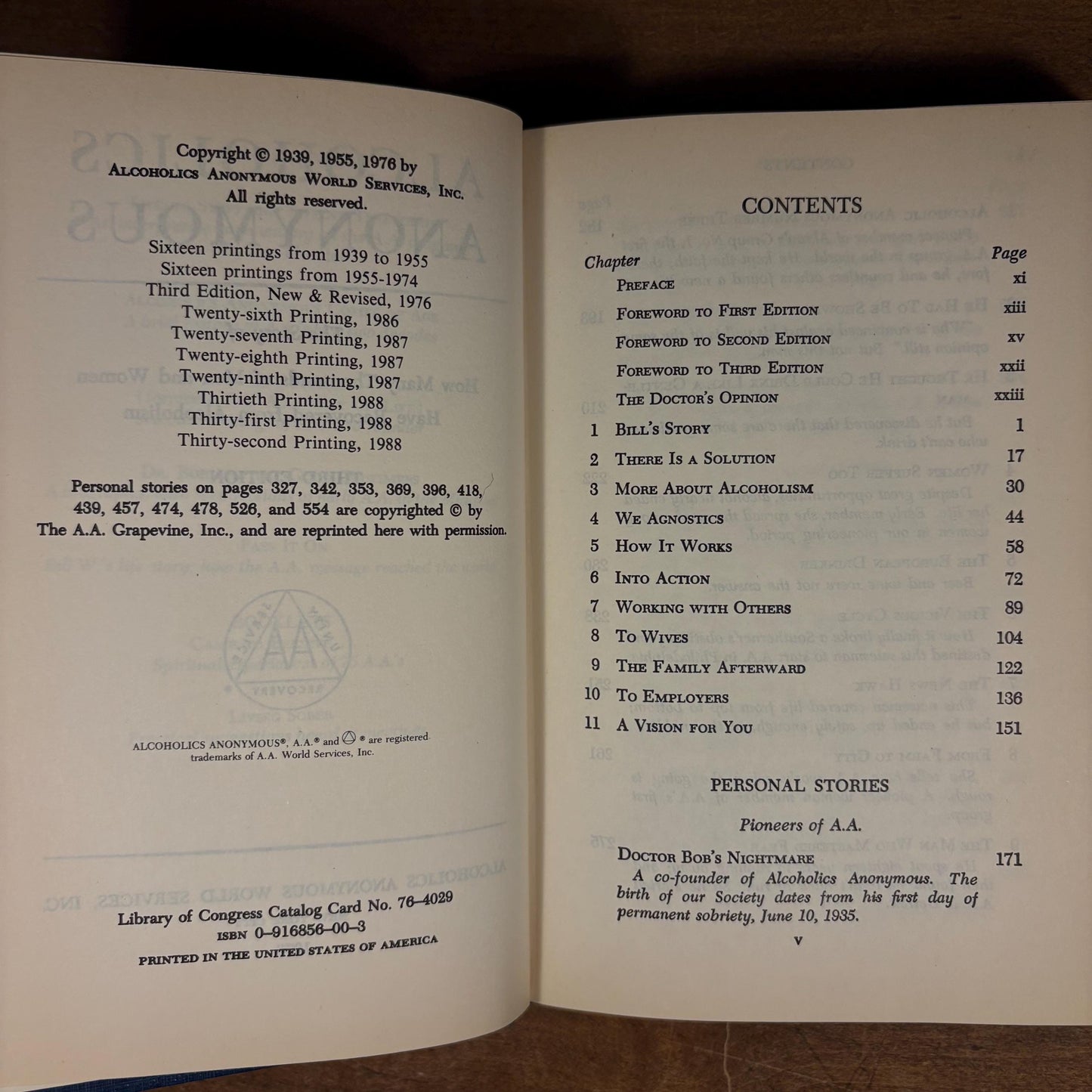 Third Edition - Alcoholics Anonymous (1988) Vintage Hardcover Book