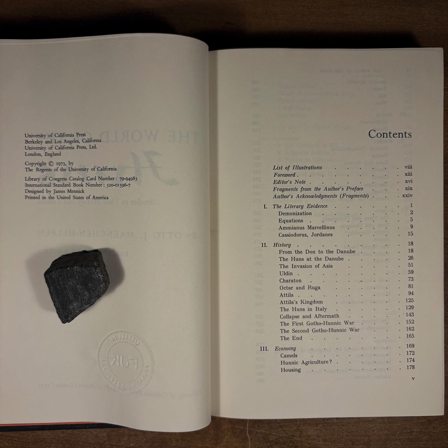 First Printing - The World of the Huns: Studies in Their History and Culture / Otto Maenchen-Helfen (1973) Vintage Hardcover Book