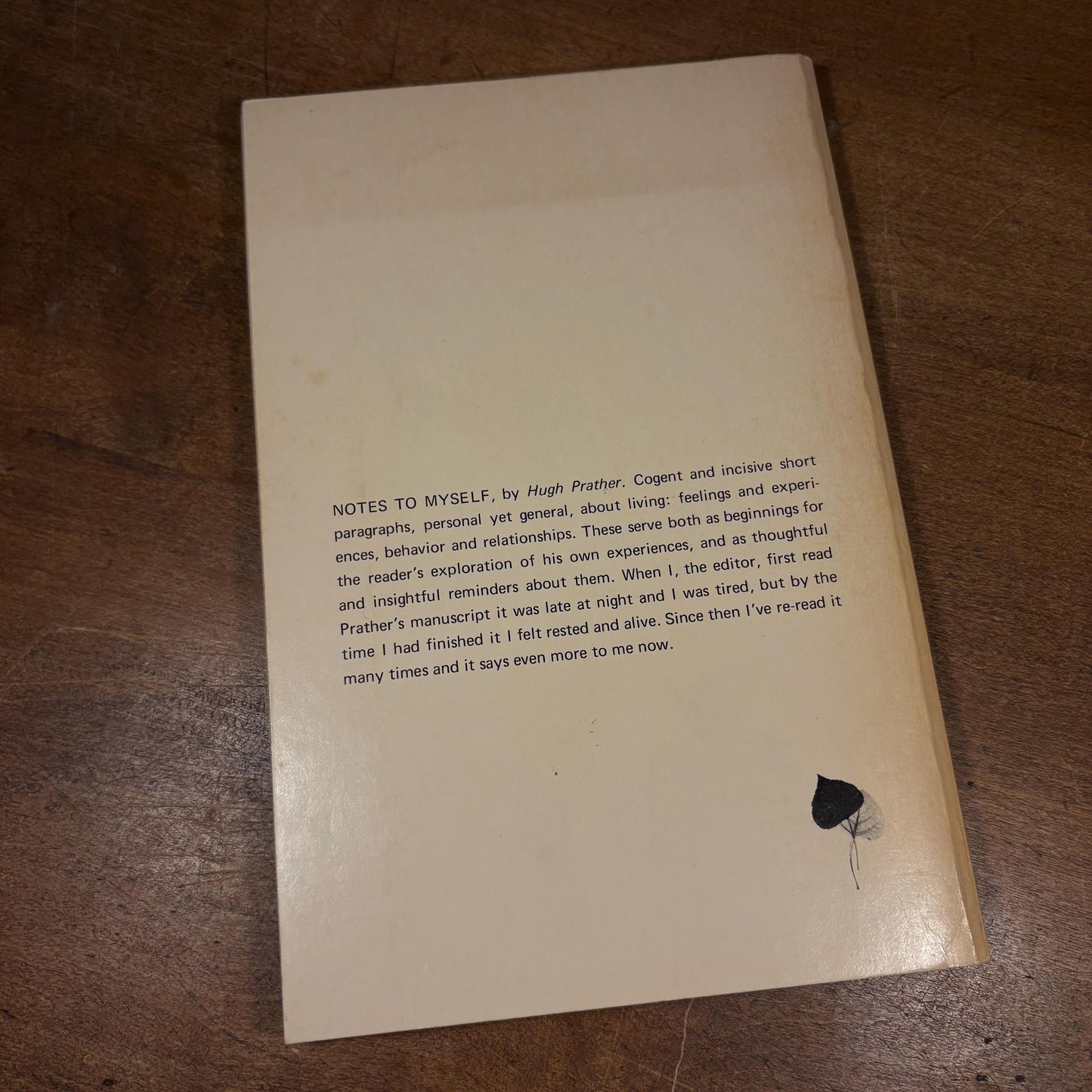 Early Printing - Notes to Myself: My struggle to become a person / Hugh Prather (1976) Vintage Paperback Book
