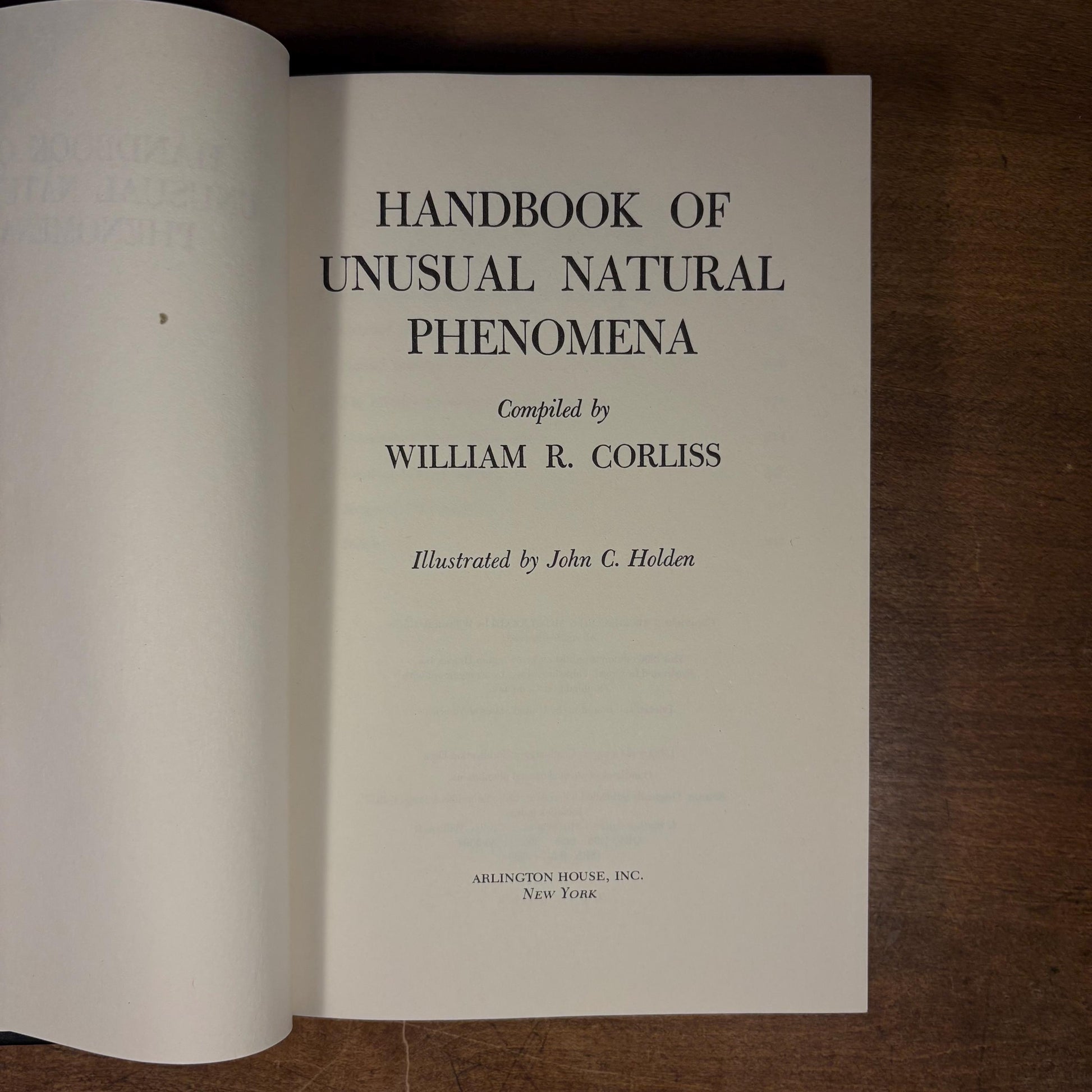 Handbook of Unusual Natural Phenomena: Eyewitness Accounts of Nature’s Greatest Mysteries / William Corliss (1986) Vintage Hardcover Book