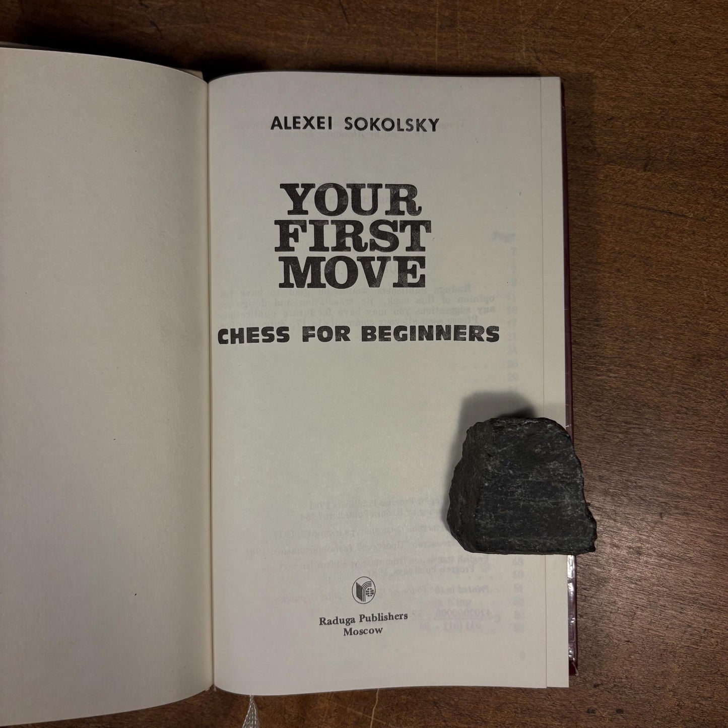 Your First Move: Chess for Beginners / Alexei Sokolsky (1984) Vintage Hardcover Book