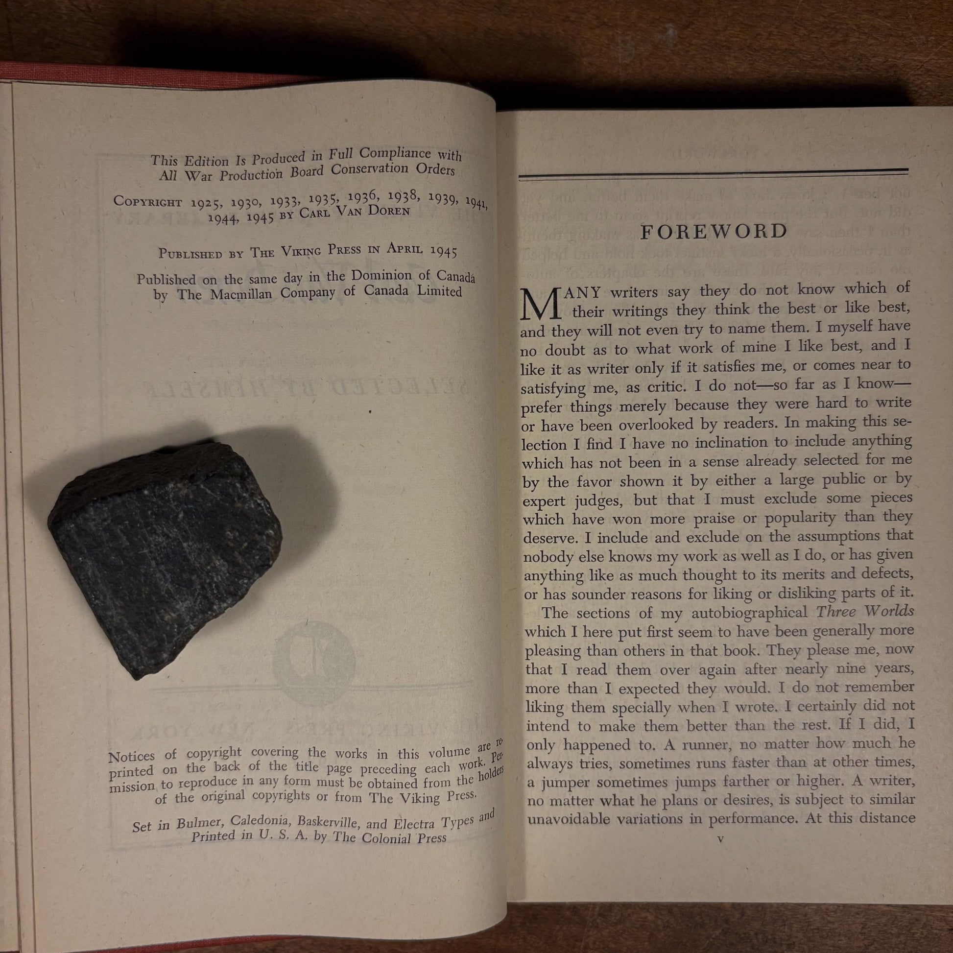 First Printing - The Viking Portable Library: Carl Van Doren / Carl Van Doren (1945) Vintage Hardcover Book