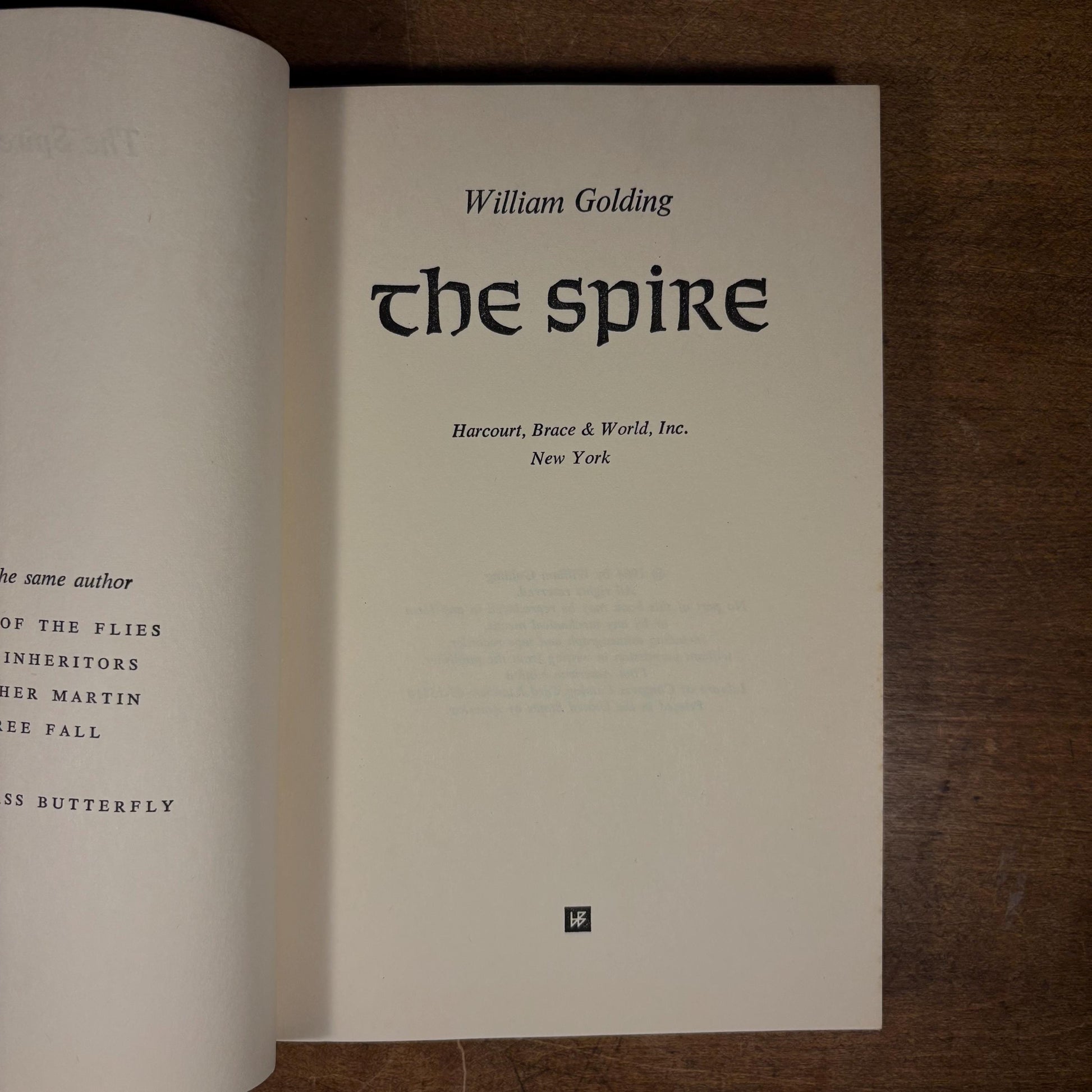 First American Printing - The Spire / William Golding (1964) Vintage Hardcover Book