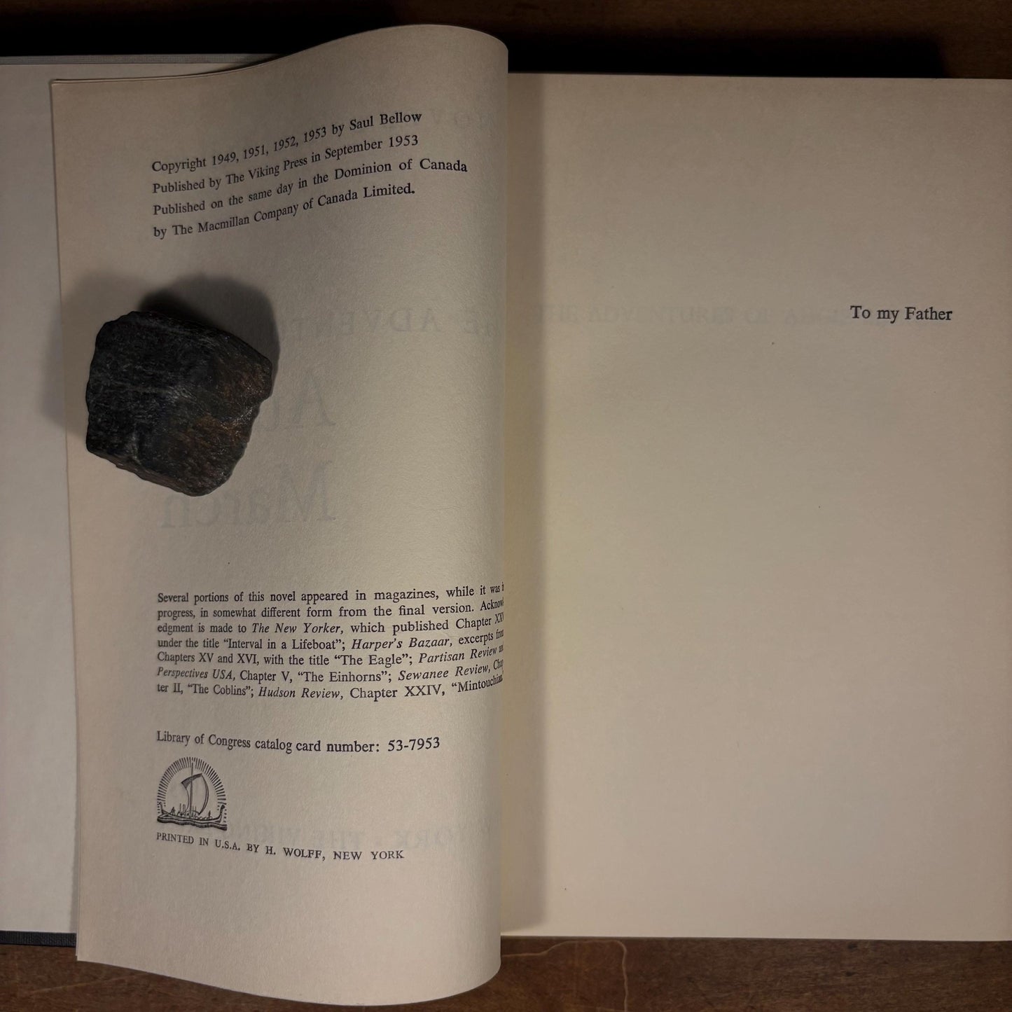 First Printing, Second State - The Adventures of Augie March / Saul Bellow (1953) Vintage Hardcover Book