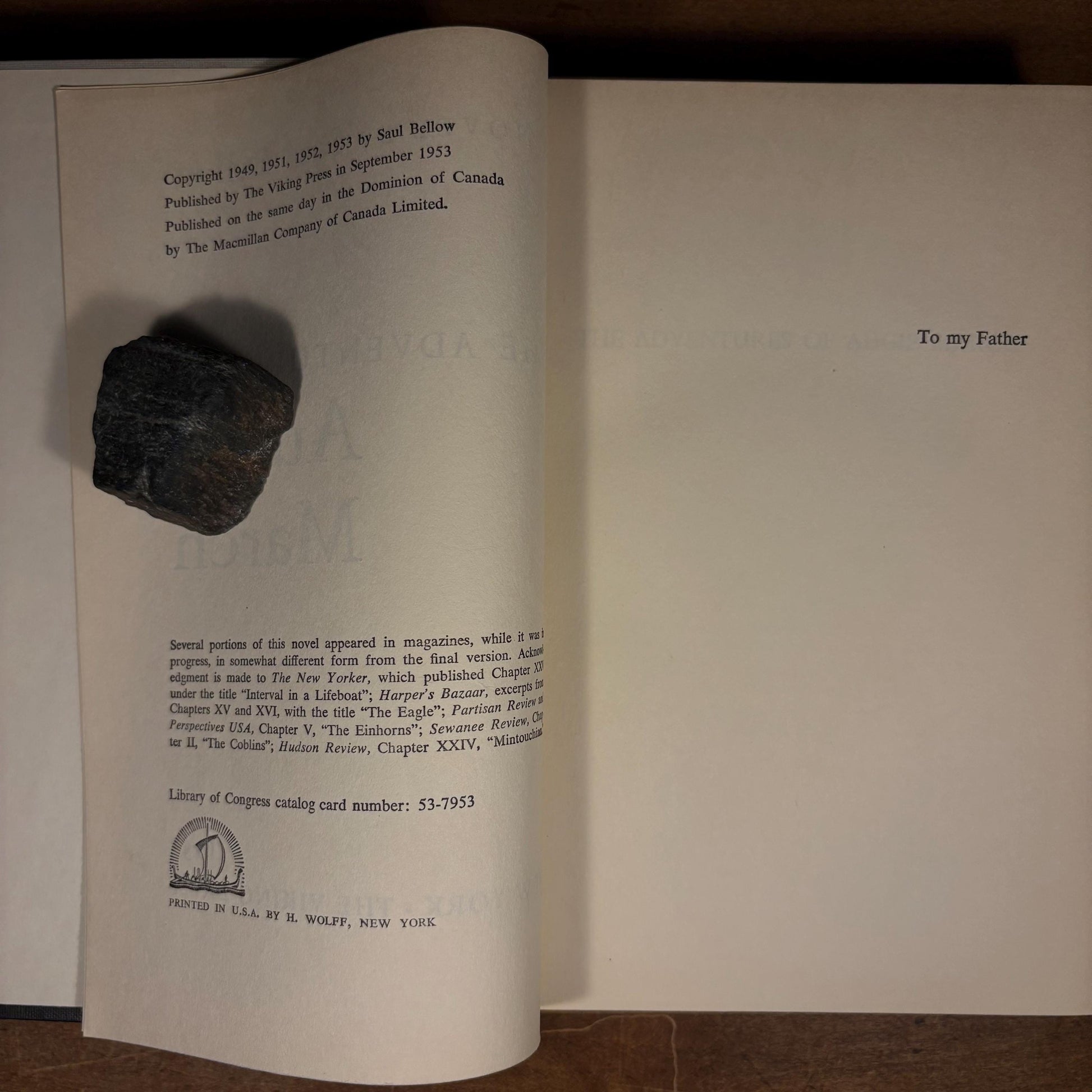 First Printing, Second State - The Adventures of Augie March / Saul Bellow (1953) Vintage Hardcover Book