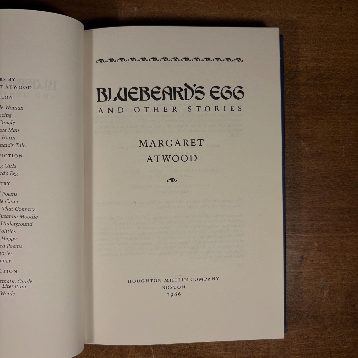 First Printing - Bluebeard's Egg and Other Stories / Margaret Atwood (1986) Vintage Hardcover Book