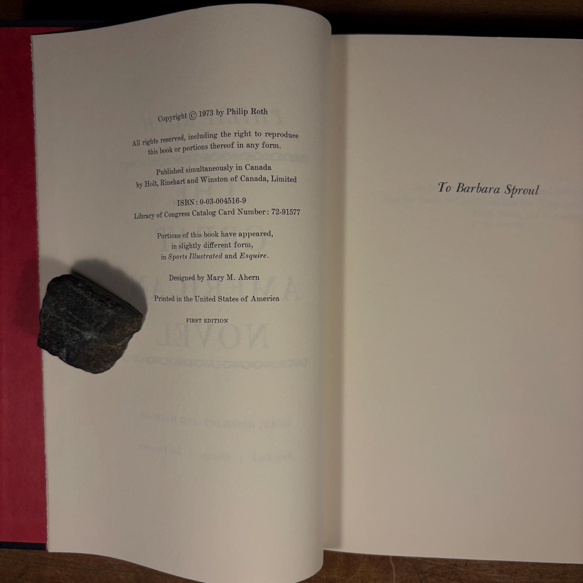 First Printing - The Great American Novel / Philip Roth (1973) Vintage Hardcover Book