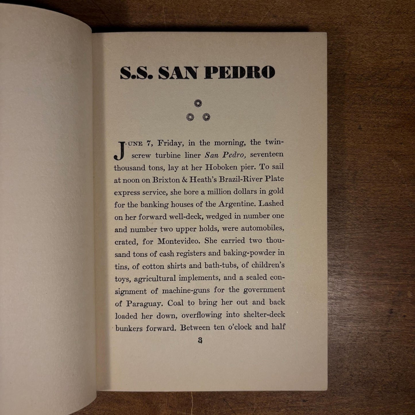 First Printing - S.S. San Pedro / James Gould Cozzens (1931) Vintage Hardcover Book