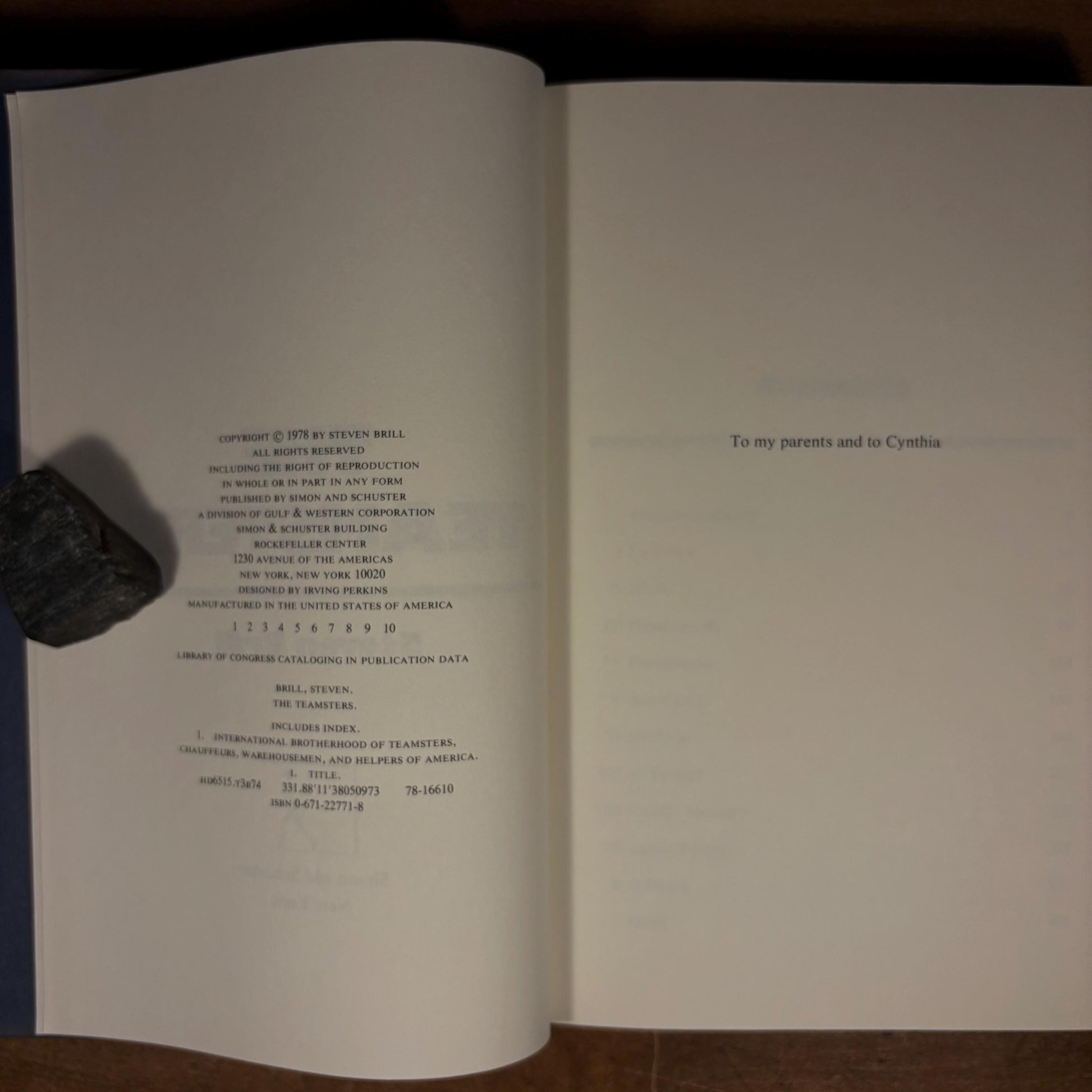 First Printing - The Teamsters / Steven Brill (1978) Vintage Hardcover Book