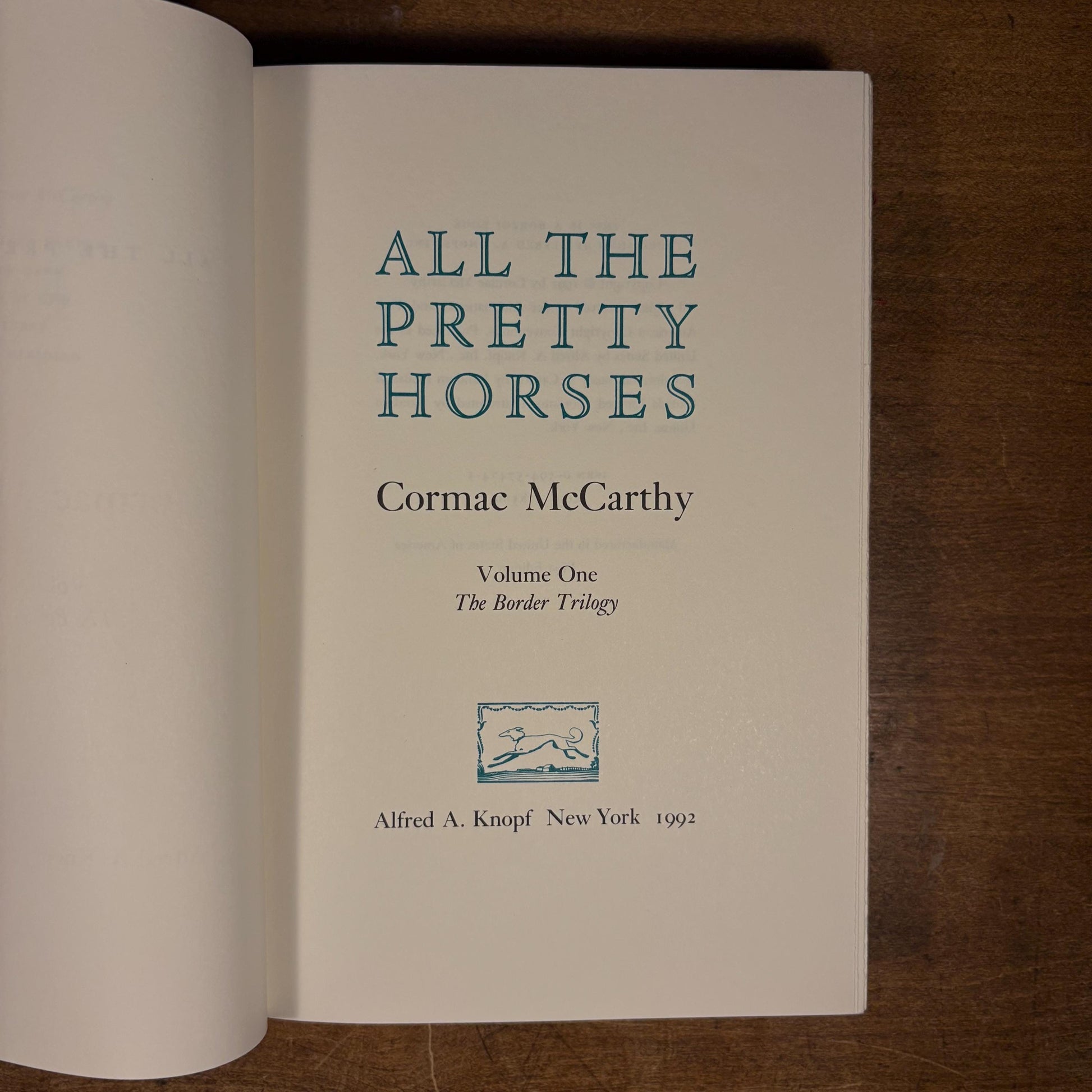 First Printing, Second State - All the Pretty Horses / Cormac McCarthy (1992) Vintage Hardcover Book