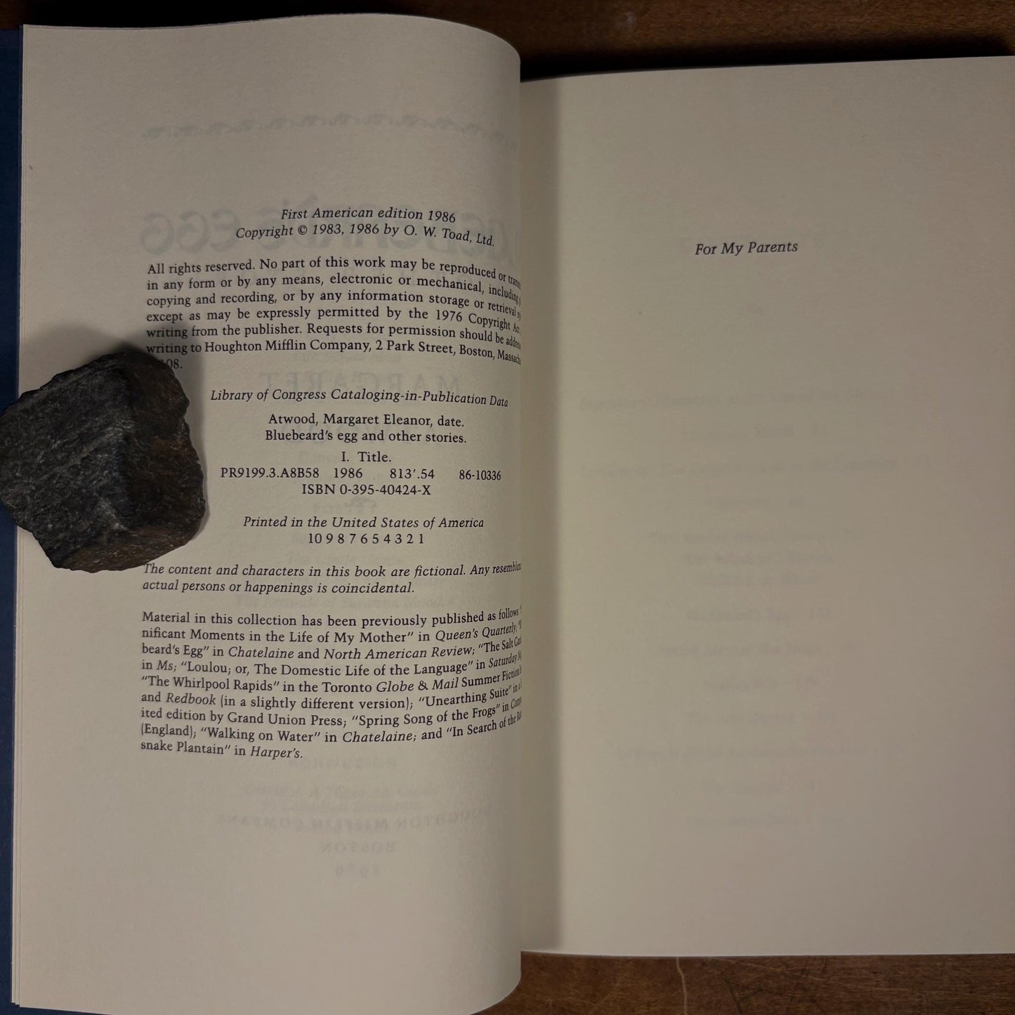 First Printing - Bluebeard's Egg and Other Stories / Margaret Atwood (1986) Vintage Hardcover Book