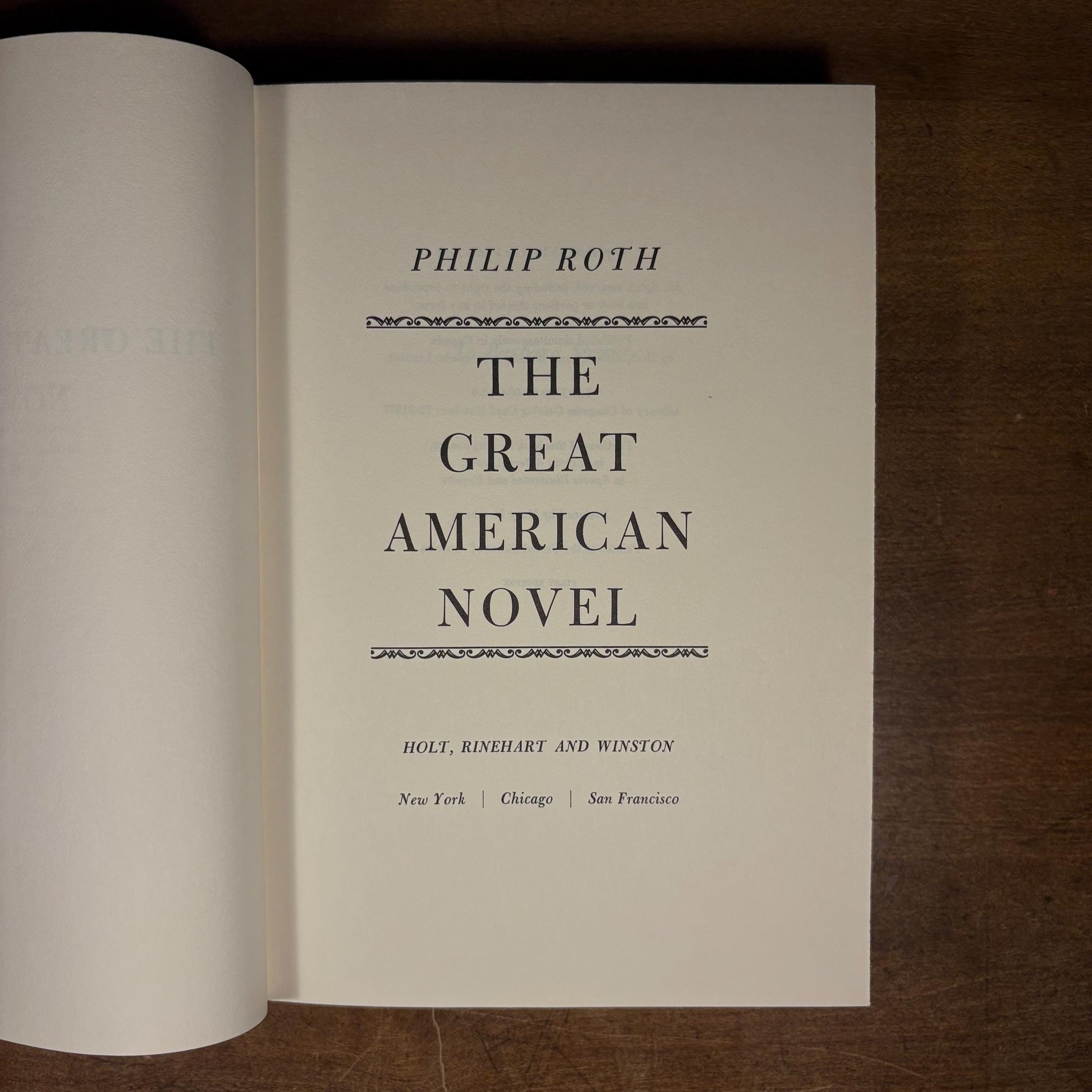 First Printing - The Great American Novel / Philip Roth (1973) Vintage Hardcover Book