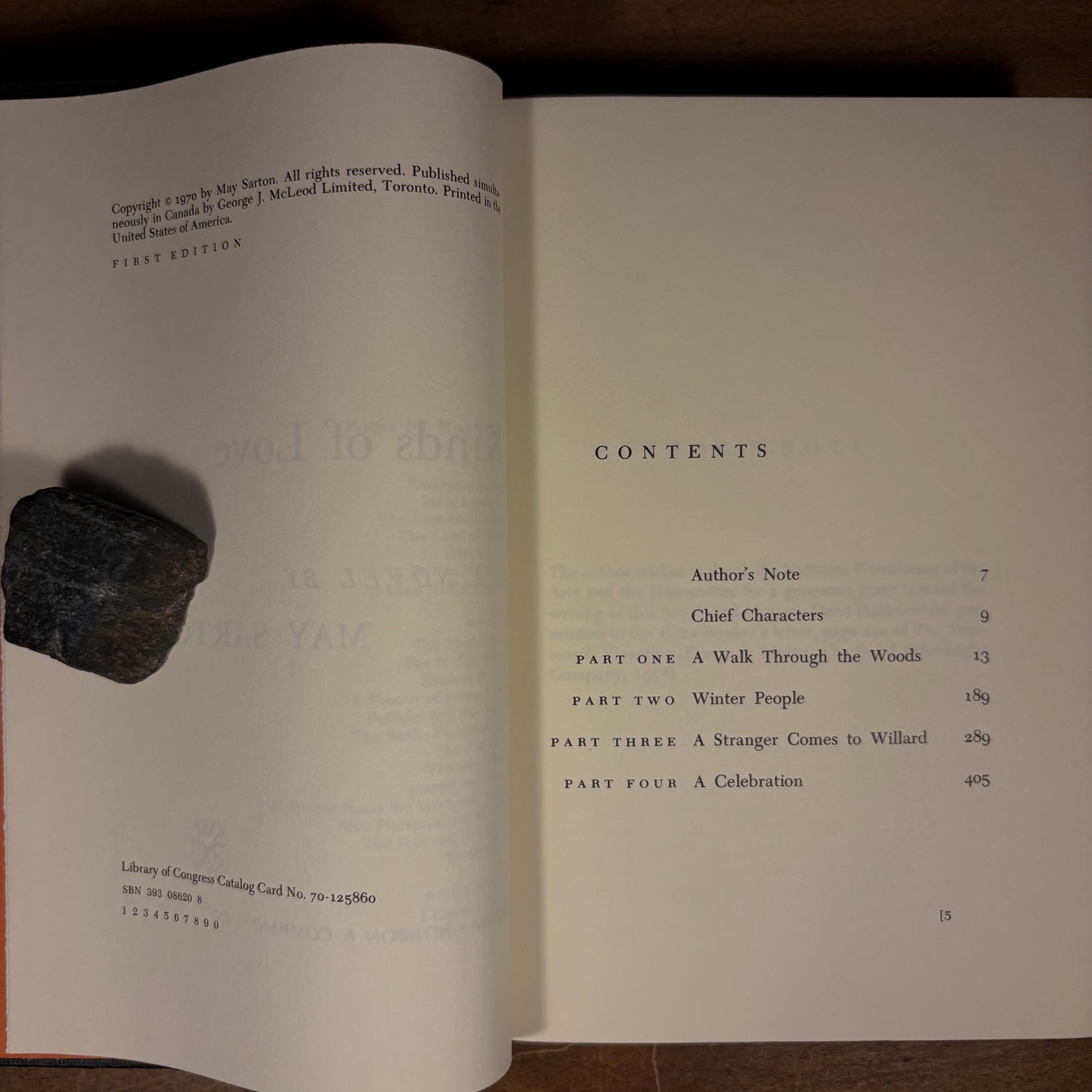 First Printing - Kinds of Love: A Novel / May Sarton (1970) Vintage Hardcover Book