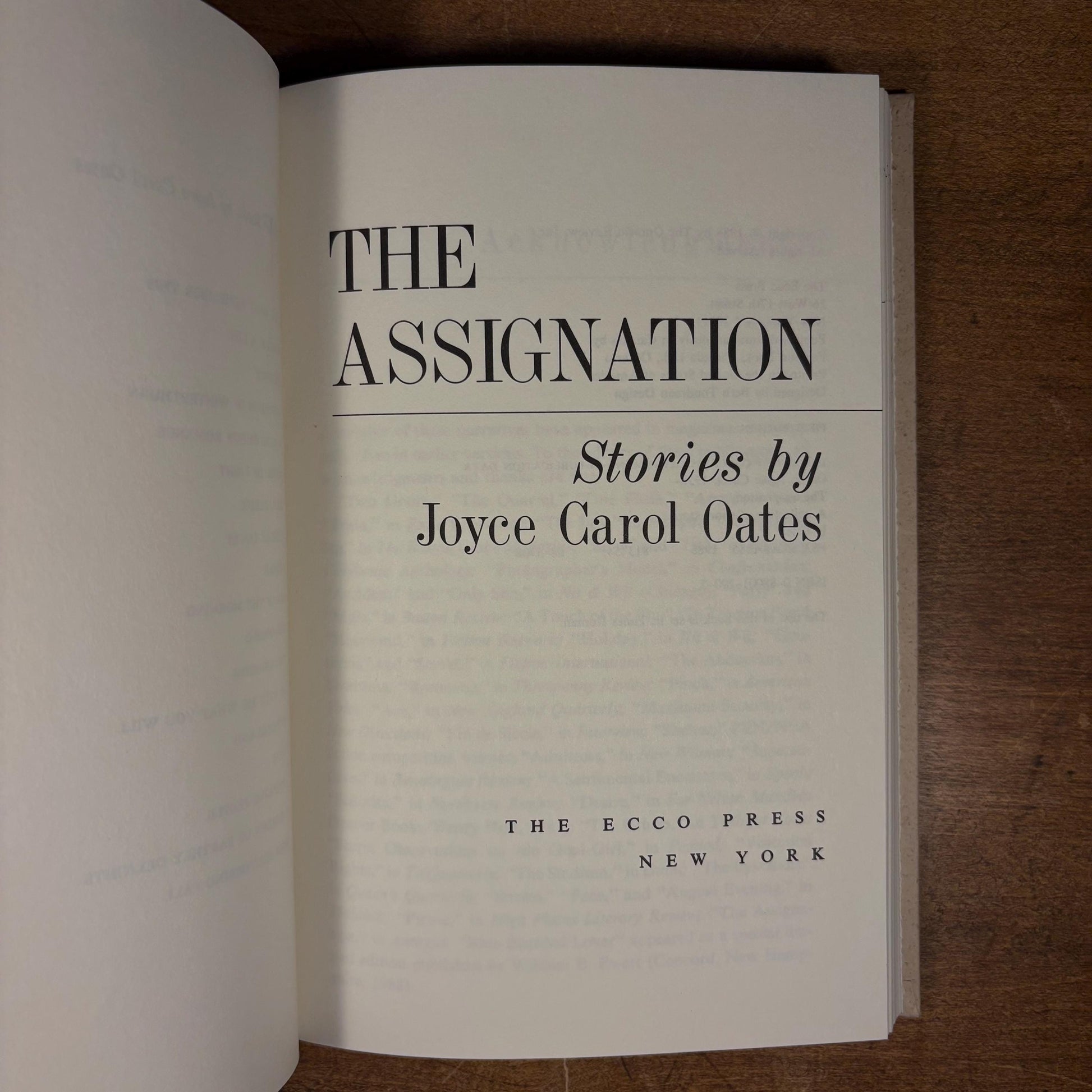 First Printing - The Assignation / Joyce Carol Oates (1988) Vintage Hardcover Book