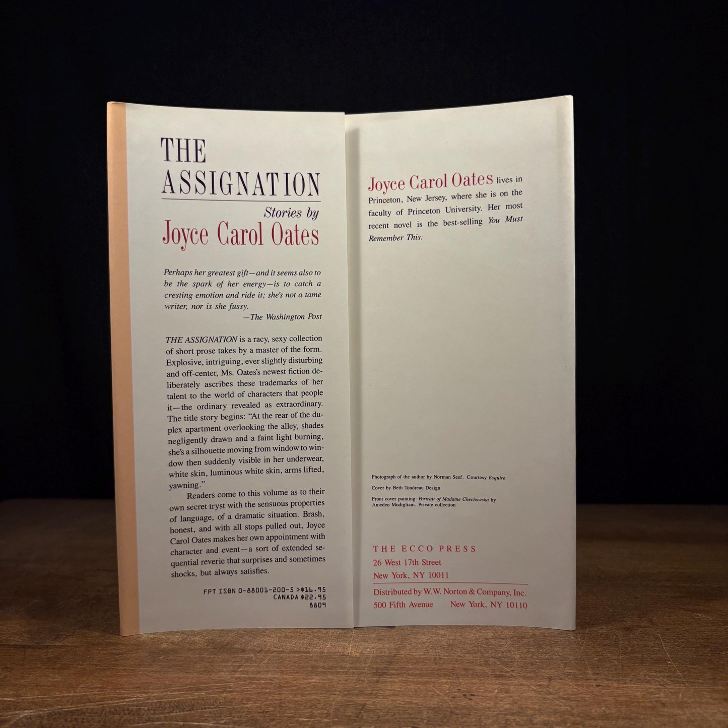 First Printing - The Assignation / Joyce Carol Oates (1988) Vintage Hardcover Book