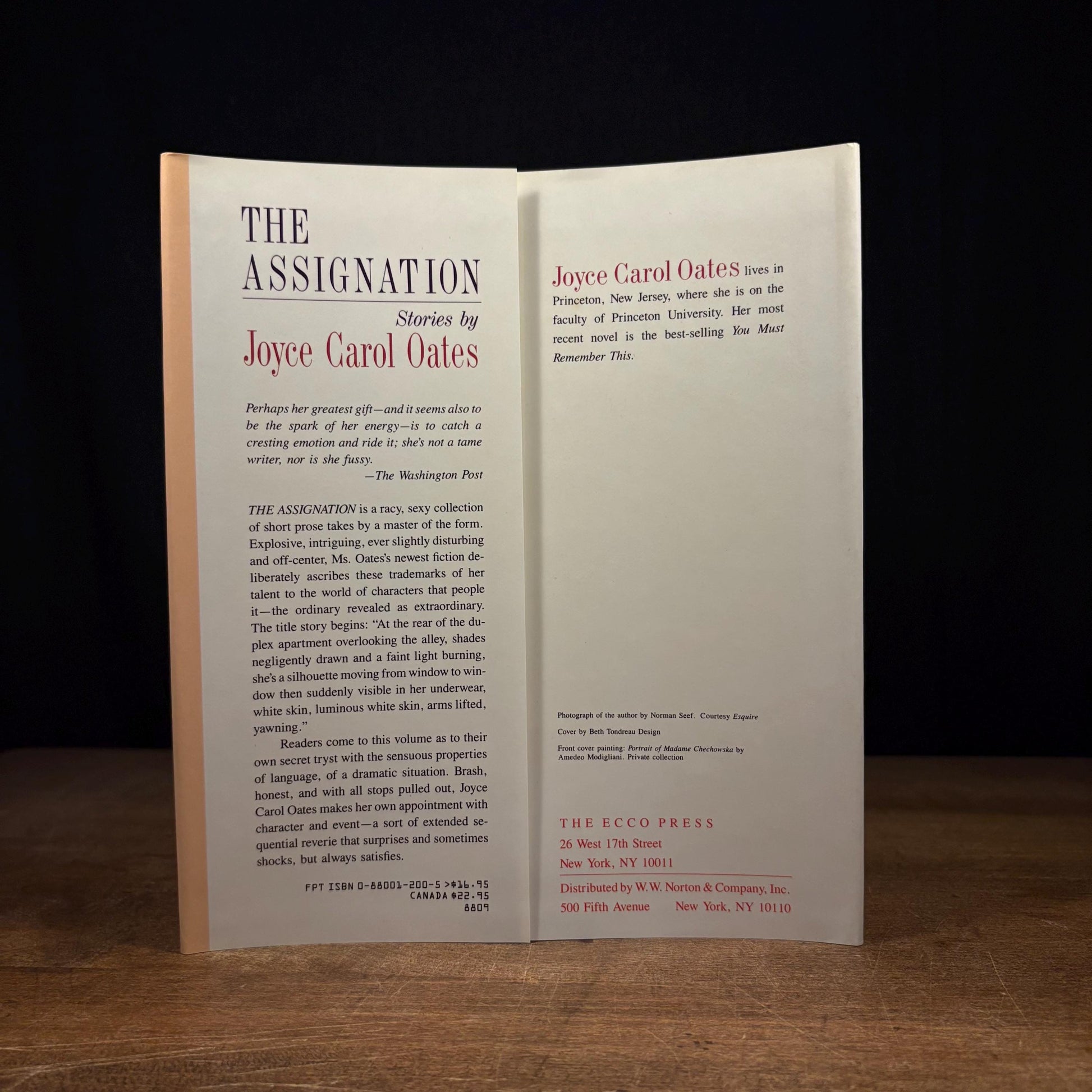 First Printing - The Assignation / Joyce Carol Oates (1988) Vintage Hardcover Book