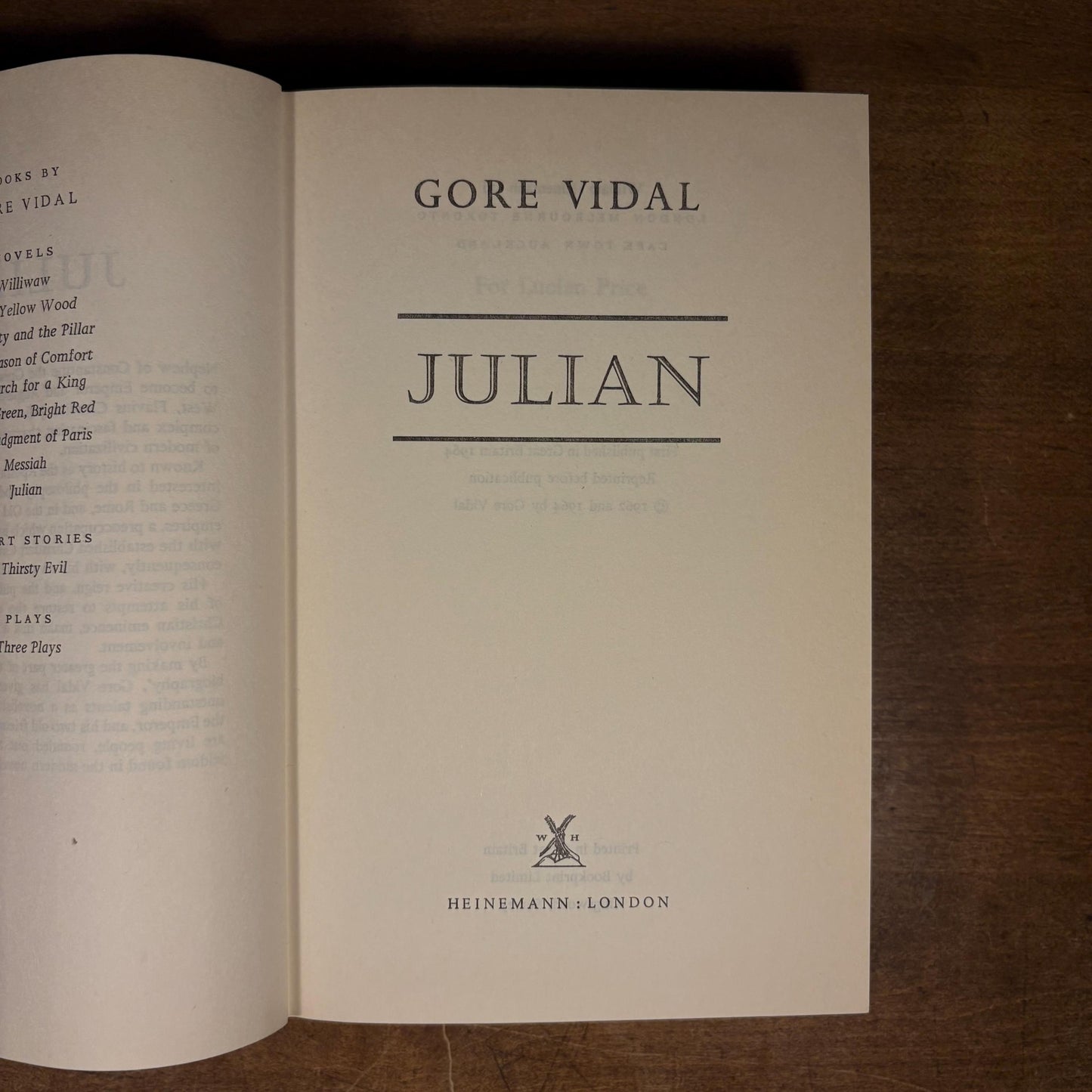 Early UK Printing - Julian / Gore Vidal (1964) Vintage Hardcover Book