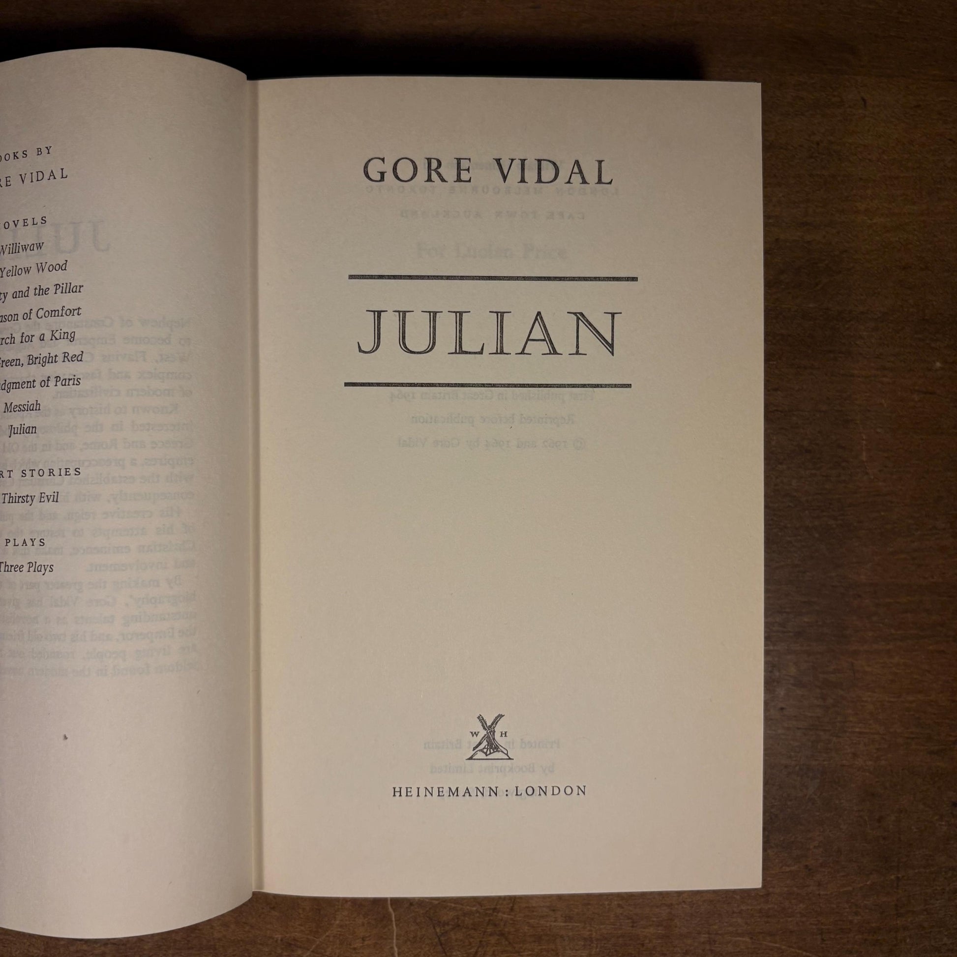 Early UK Printing - Julian / Gore Vidal (1964) Vintage Hardcover Book