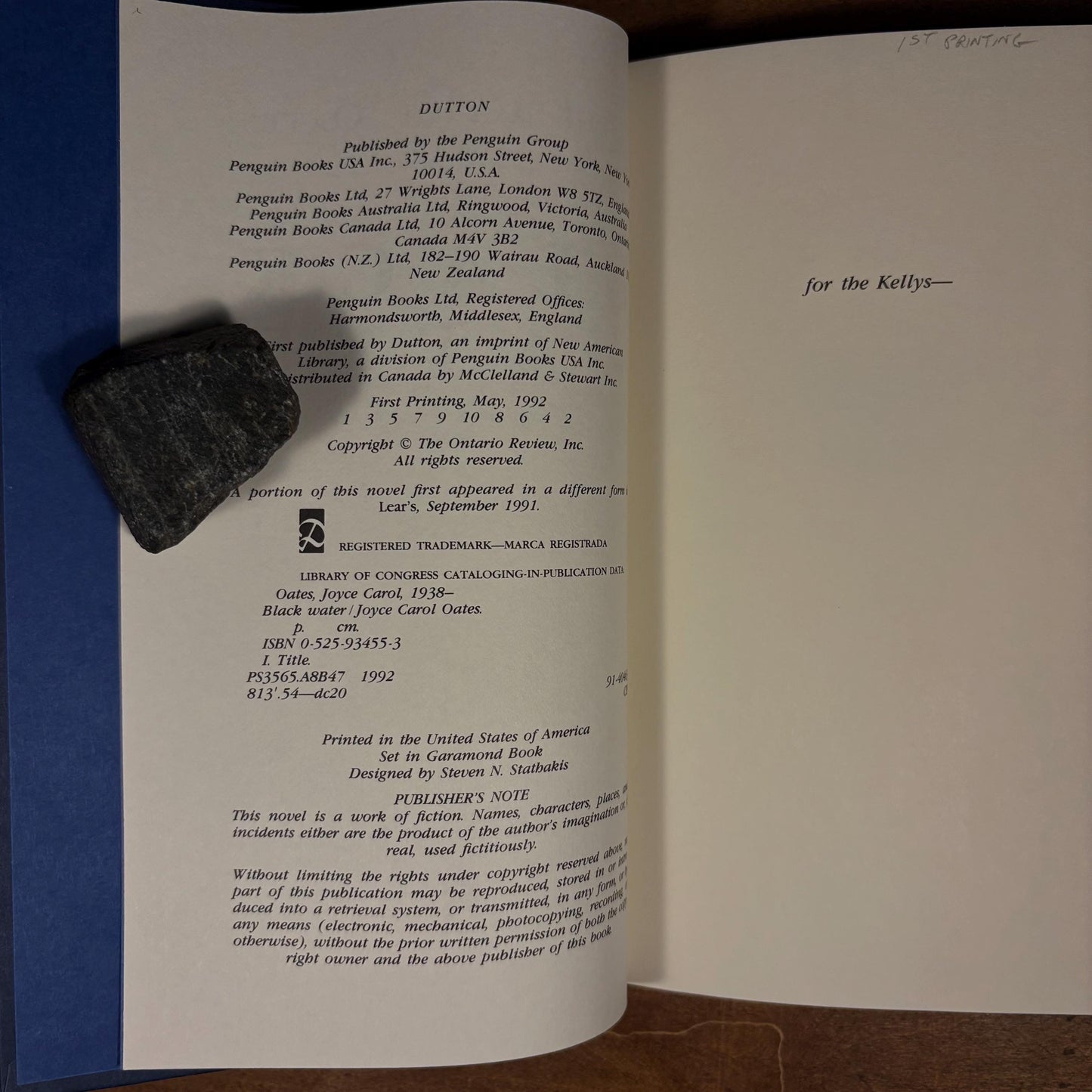 First Printing - Black Water / Joyce Carol Oates (1992) Vintage Hardcover Book