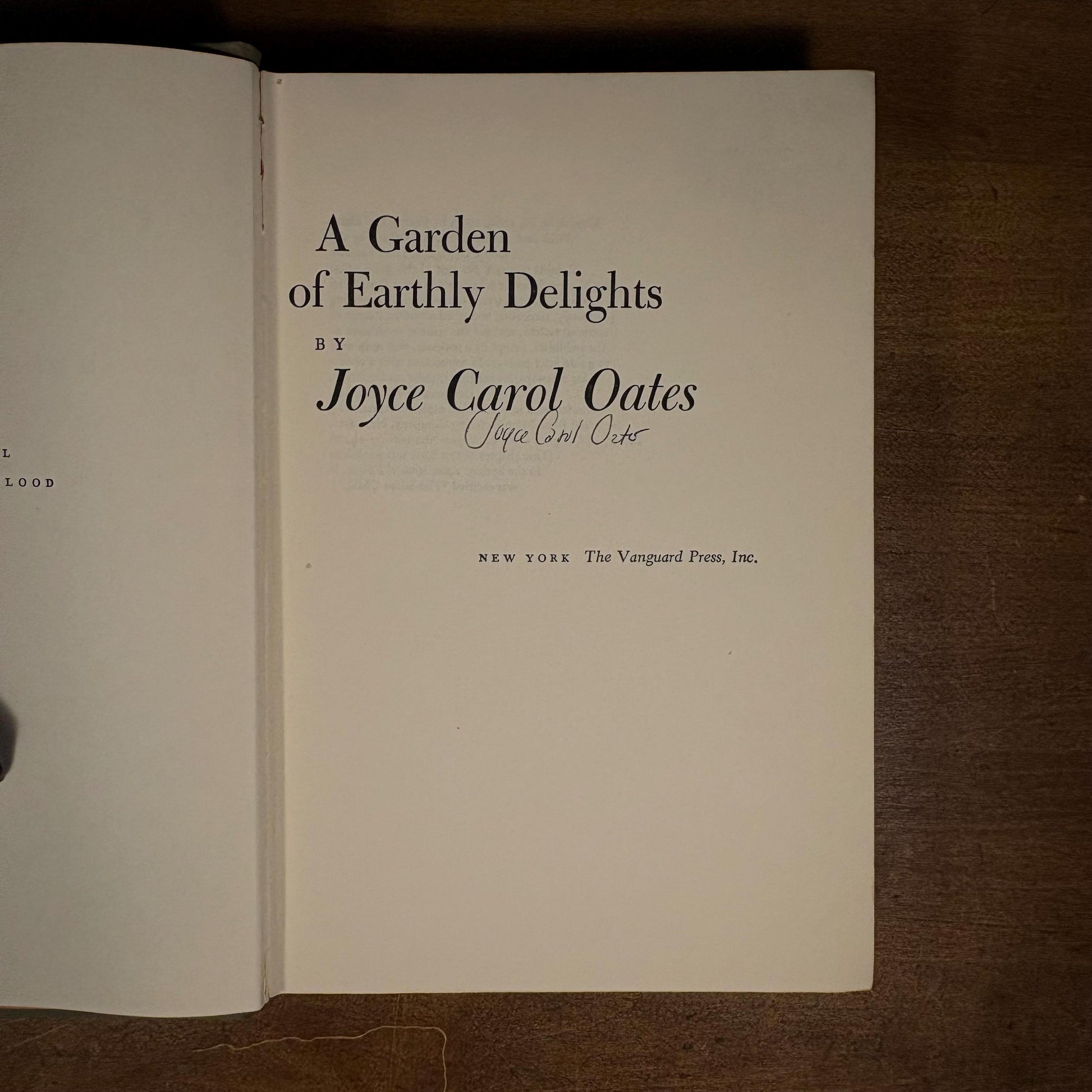 Signed First Printing - A Garden of Earthly Delights / Joyce Carol Oates (1967) Vintage Hardcover Book