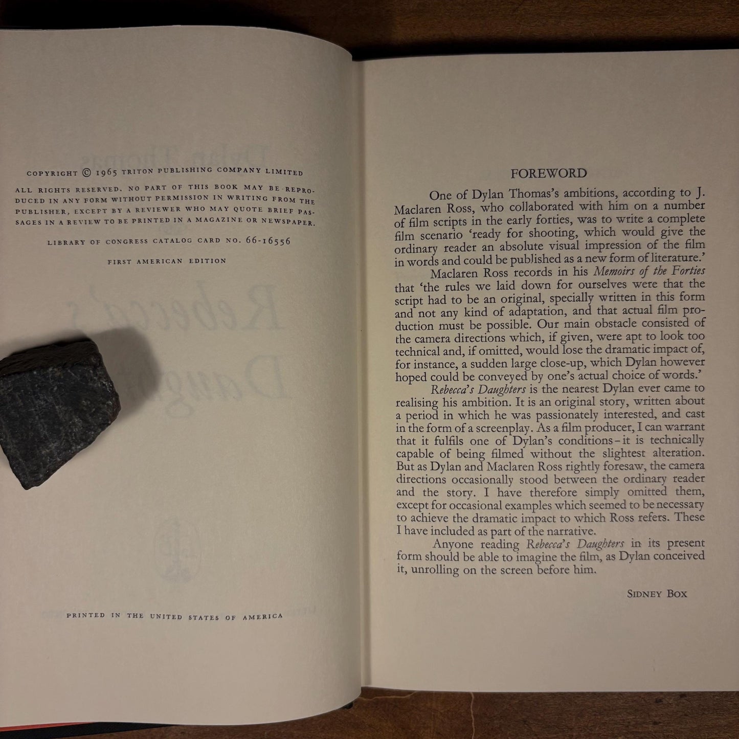 First American Printing - Rebecca’s Daughters / Dylan Thomas (1966) Vintage Hardcover Book