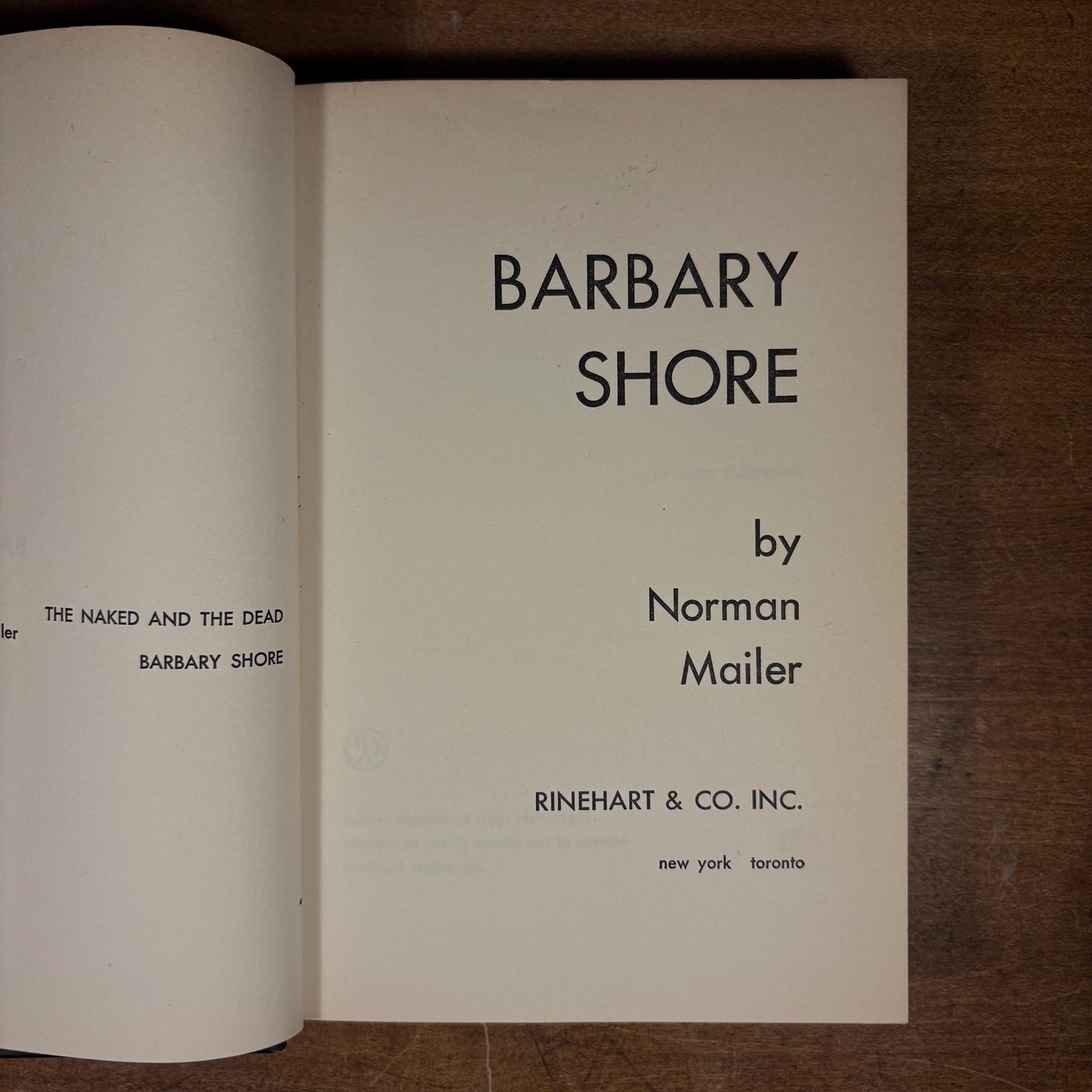 First Printing - Barbary Shore / Norman Mailer (1951) Vintage Hardcover Book
