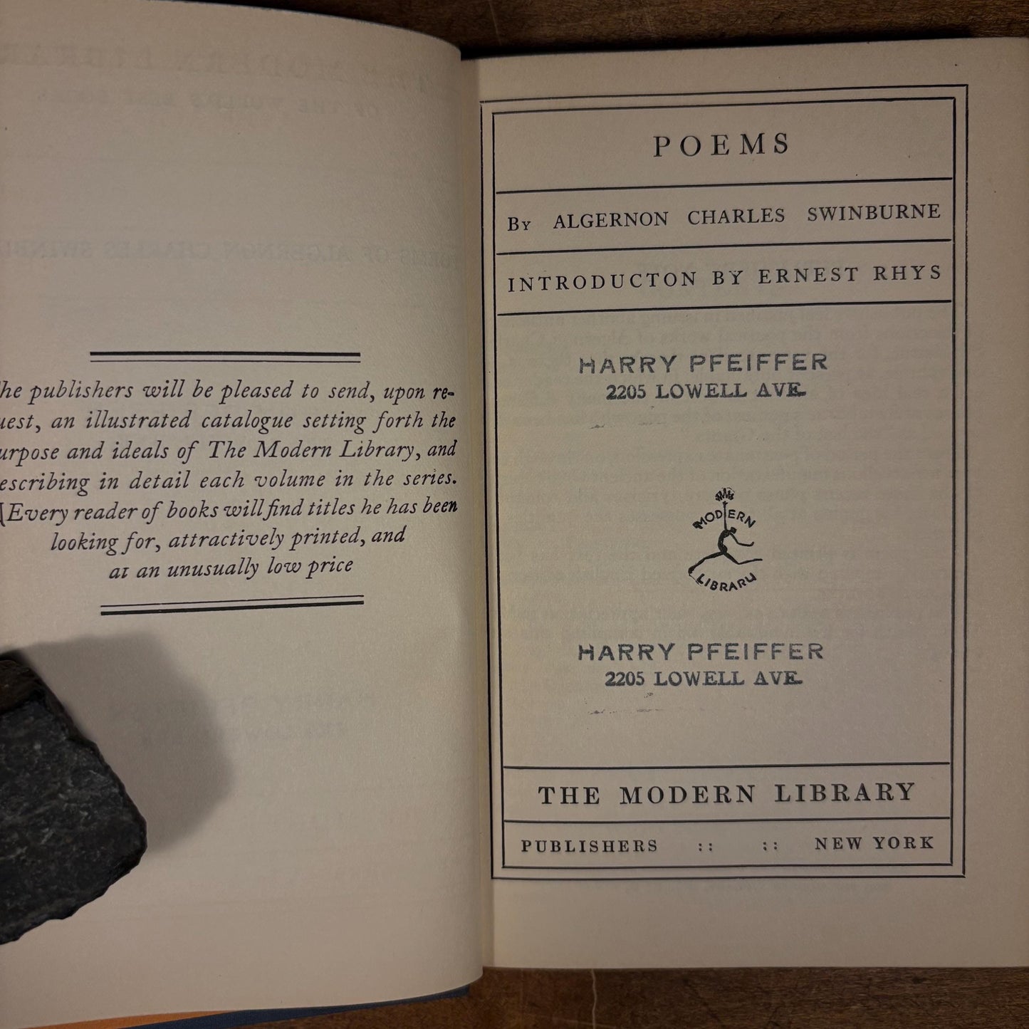 Modern Library - Poems / Algernon Charles Swinburne (1930) Vintage Hardcover Book