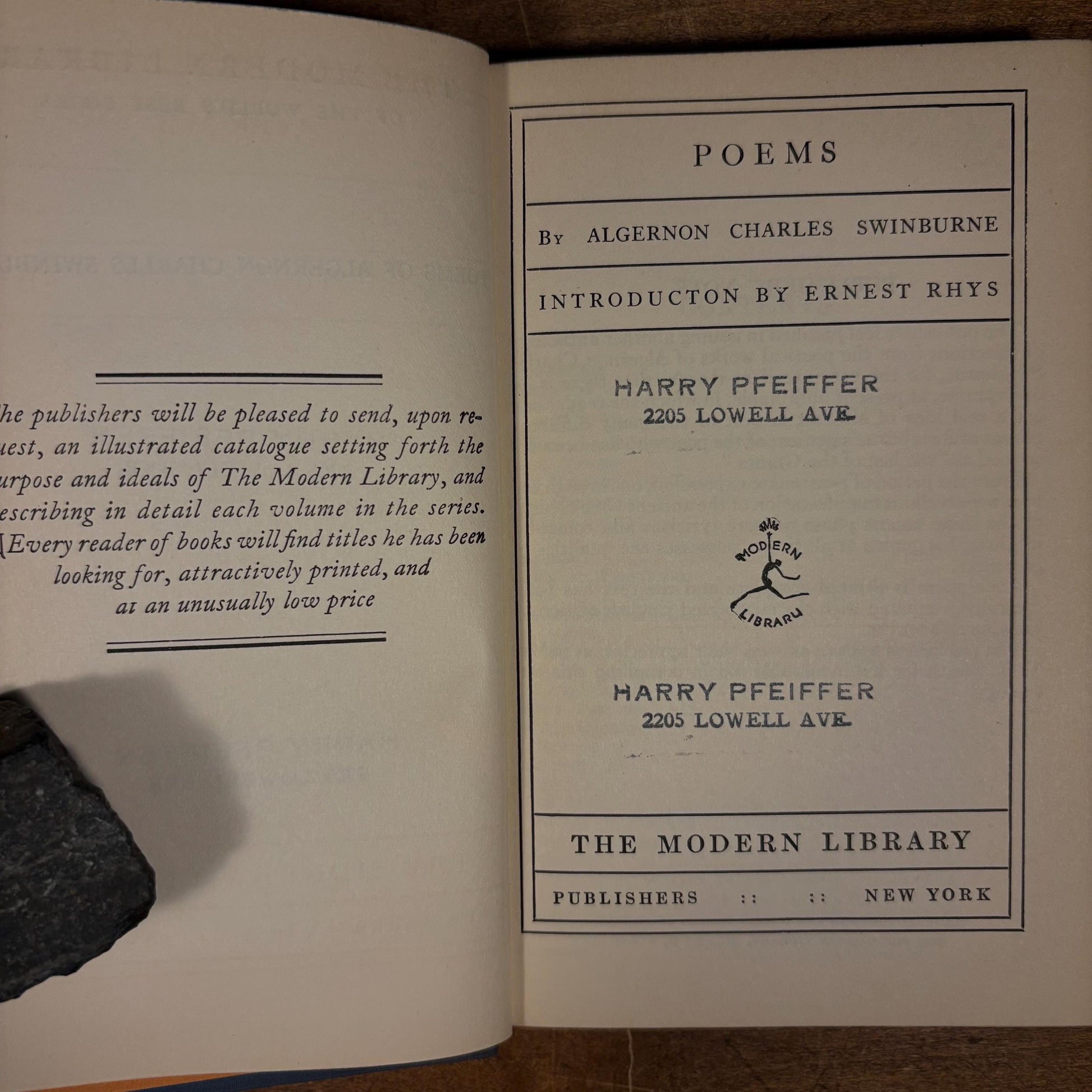 Modern Library - Poems / Algernon Charles Swinburne (1930) Vintage Hardcover Book