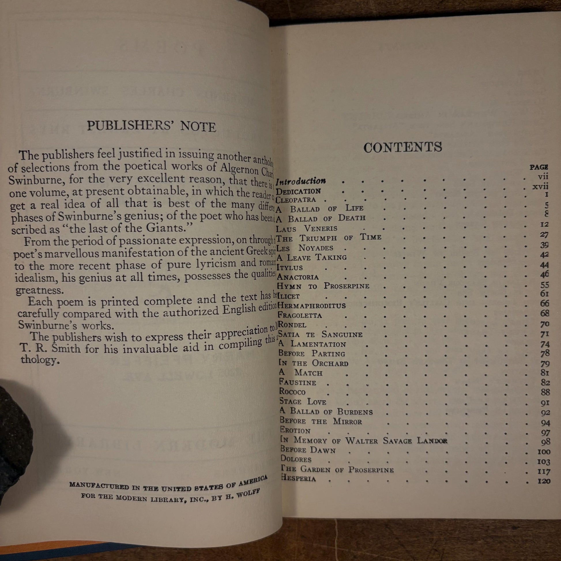 Modern Library - Poems / Algernon Charles Swinburne (1930) Vintage Hardcover Book