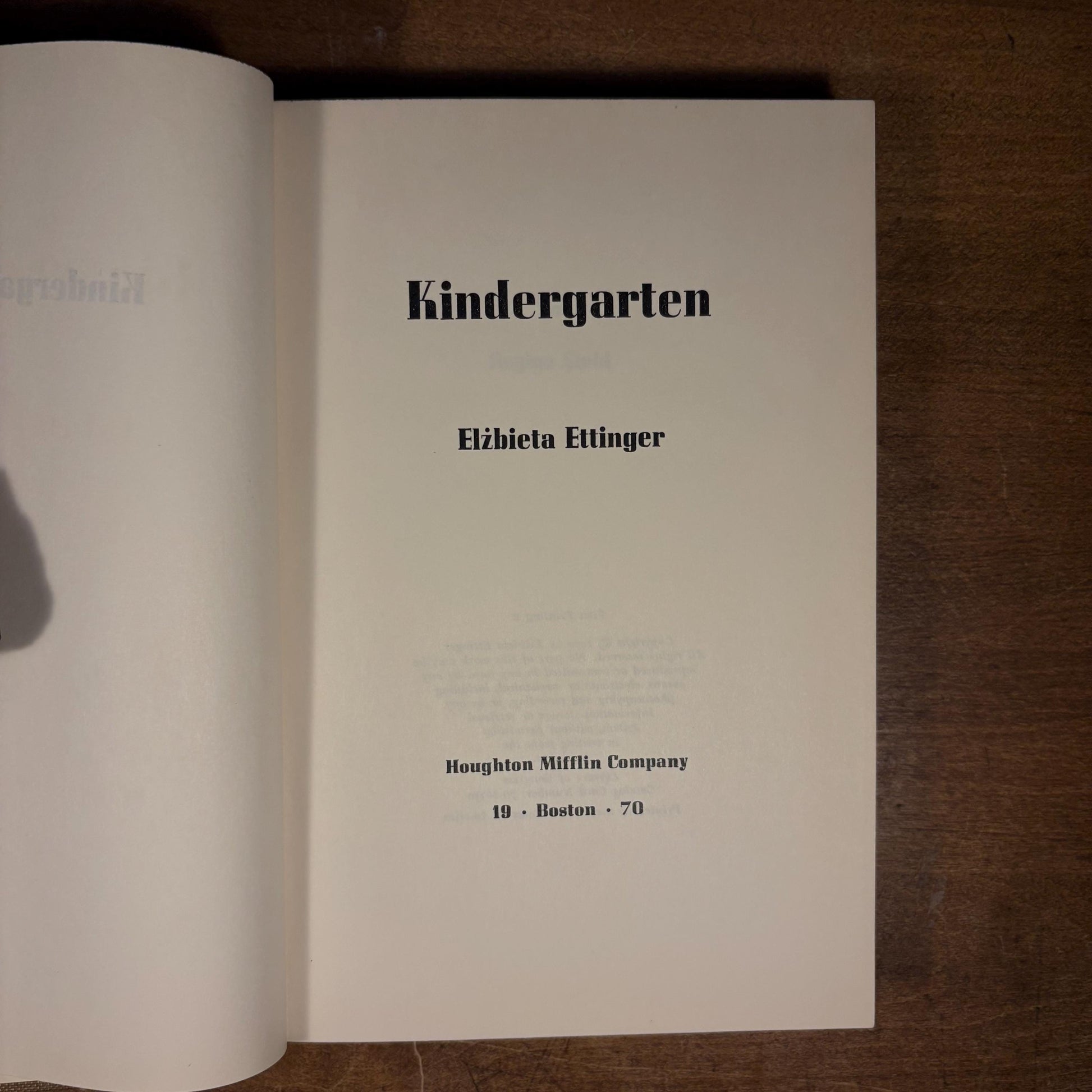 First Printing - Kindergarten / Elżbieta Ettinger (1970) Vintage Hardcover Book